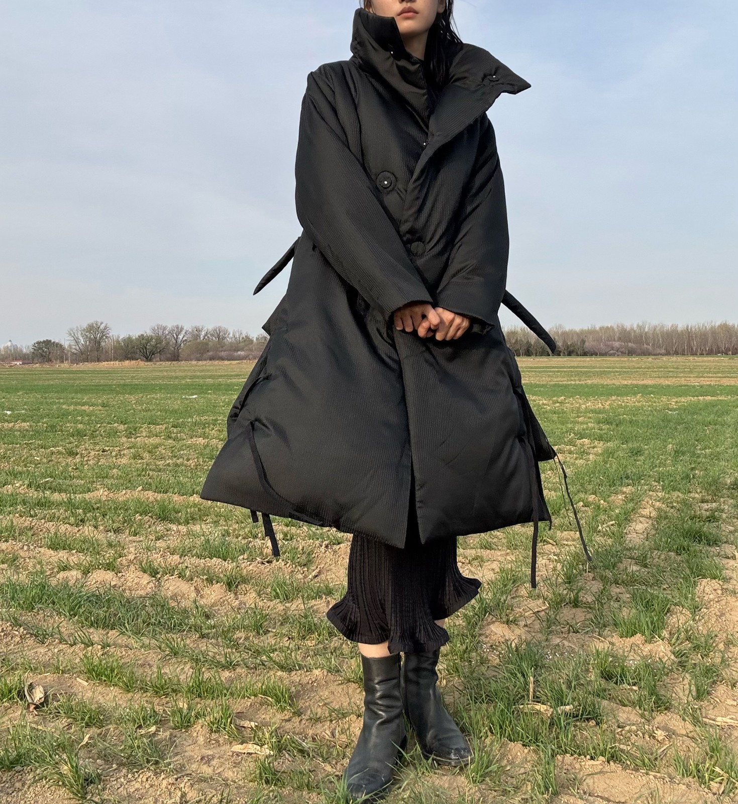 Ann demeulemeester duvet coat black puffy deconstructed Sz 40 L oversize