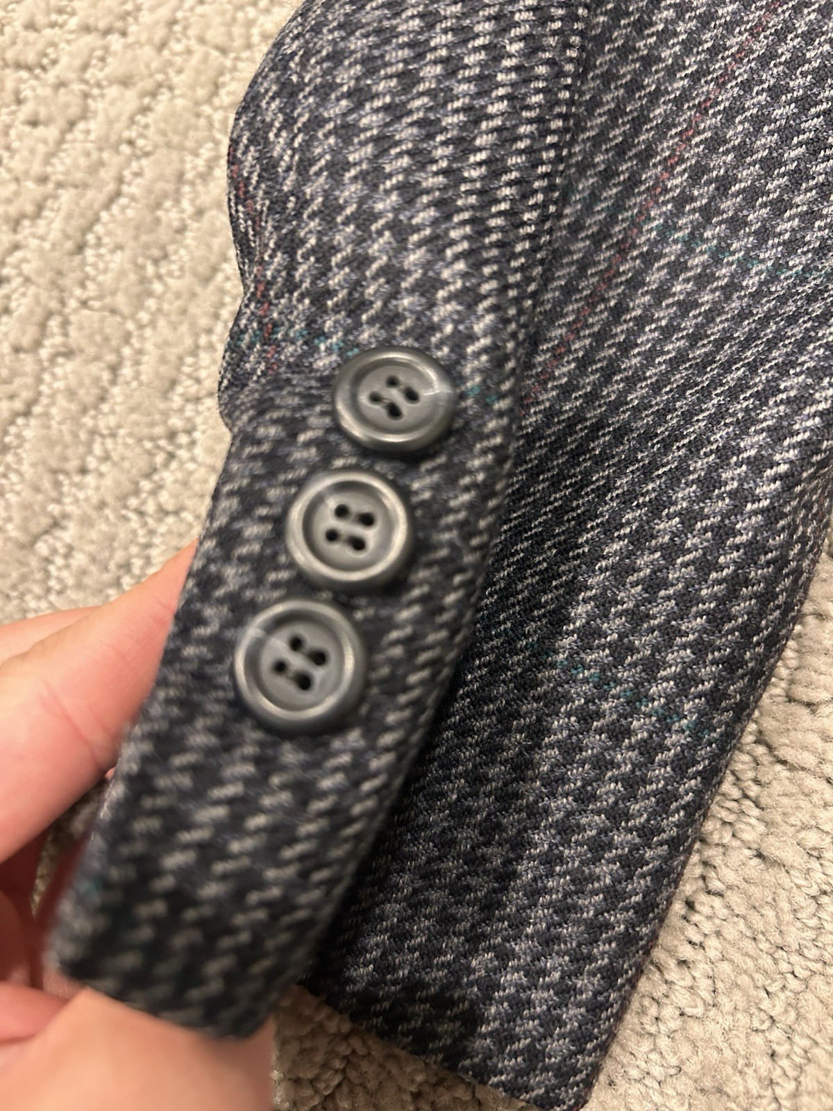 Vintage Brooks Brothers Makers Suit Jacket 45R Gray Houndstooth Plaid Wool USA
