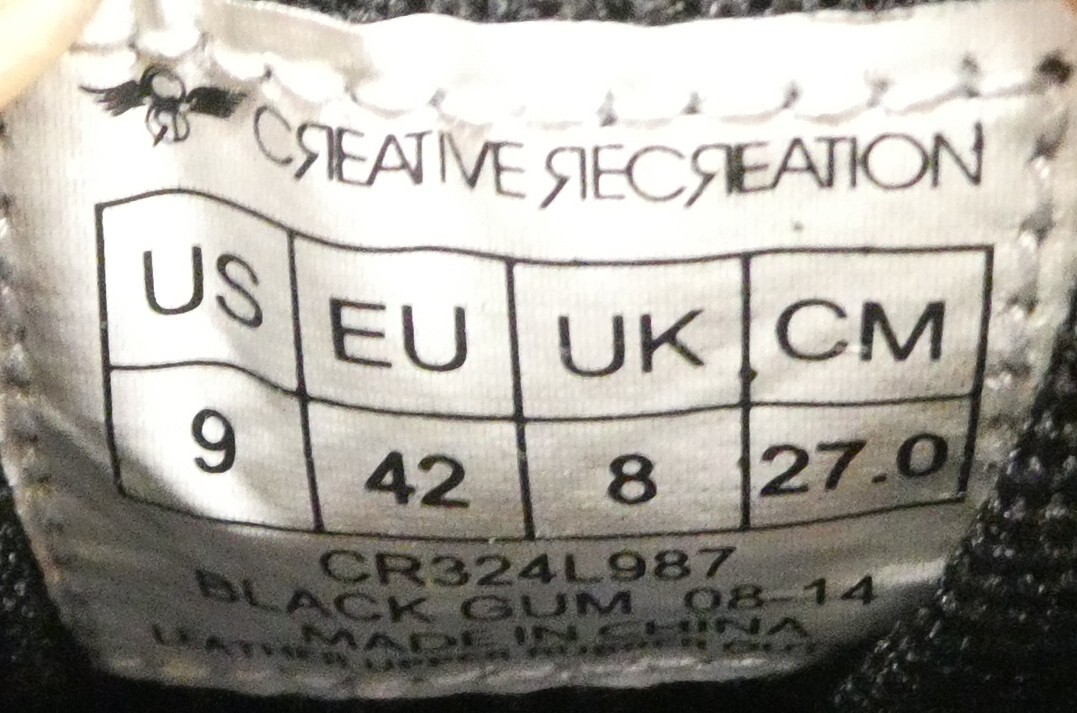 Creative Rec Shoes Cesario Lo Suede LA Black Gum Sneaker Mismatched 10/9