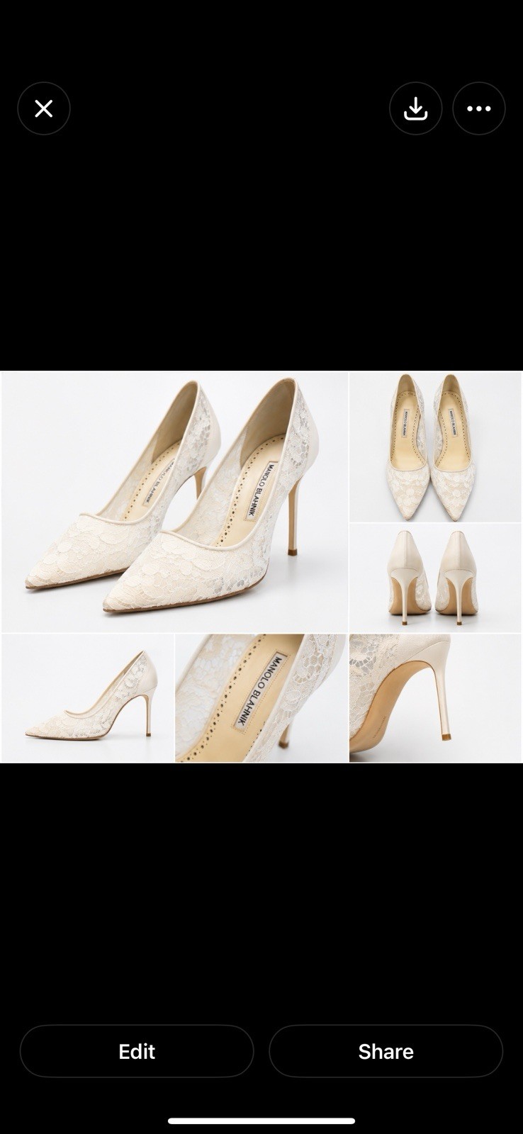 Manolo Blahnik Women’s Heels Lace Bridal BBLA Size 38
