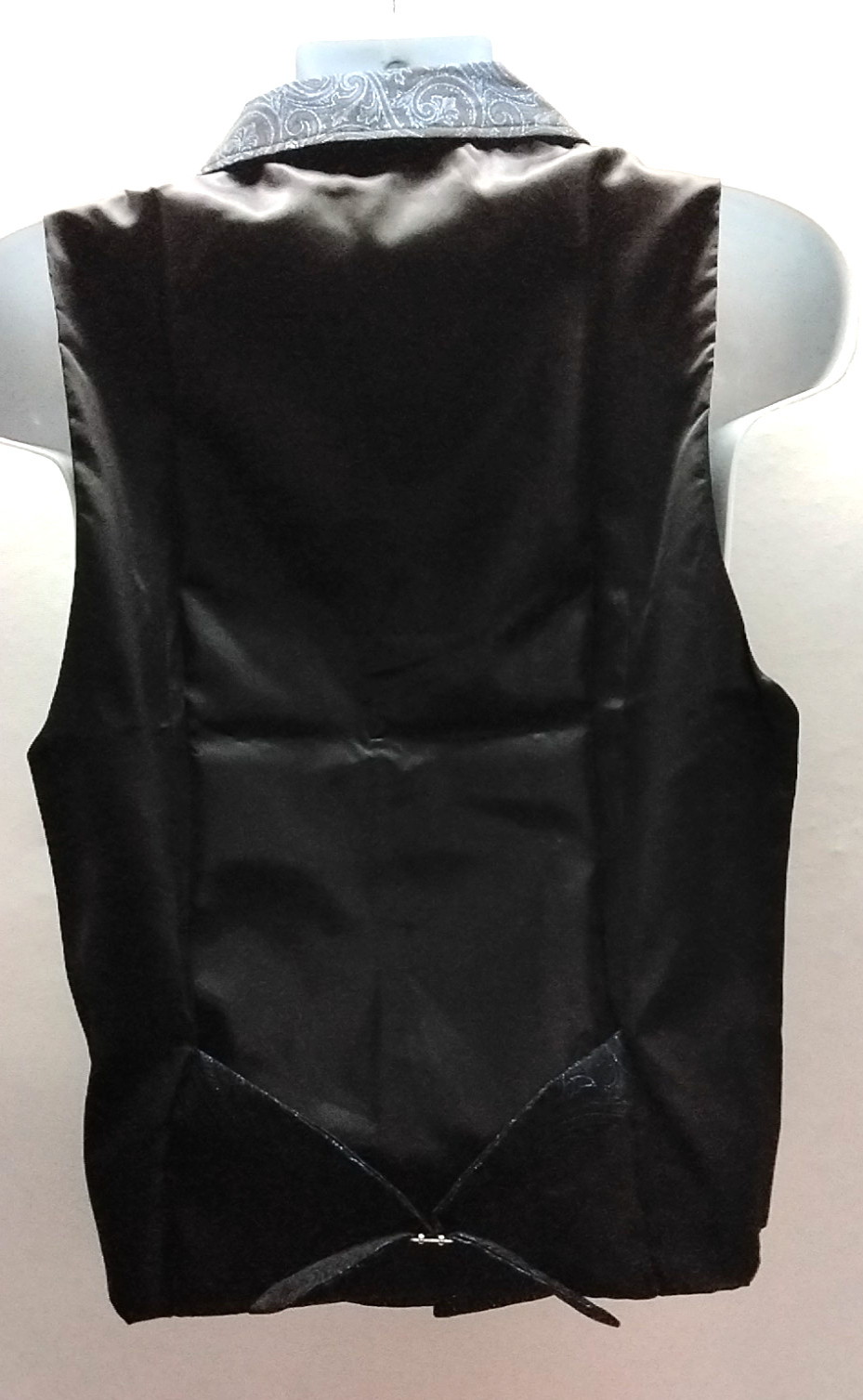 Men’s Small BARRY WANG Black Blue Paisley Silk Blend Vest Waistcoat NWT