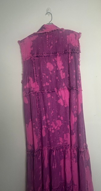 A Rare Bird Magenta Pink Tie Dye Button Down Ruffle Hem Sleeveless Maxi DressNWT