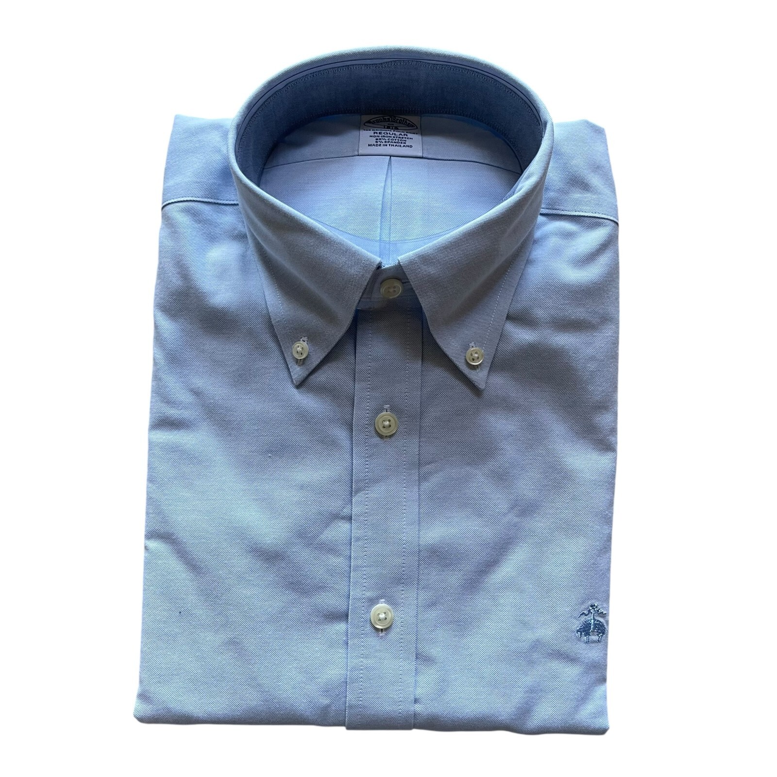 Brooks Brothers Mens Regular Fit Non Iron Stretch Solid Oxford Long Sleeve Shirt