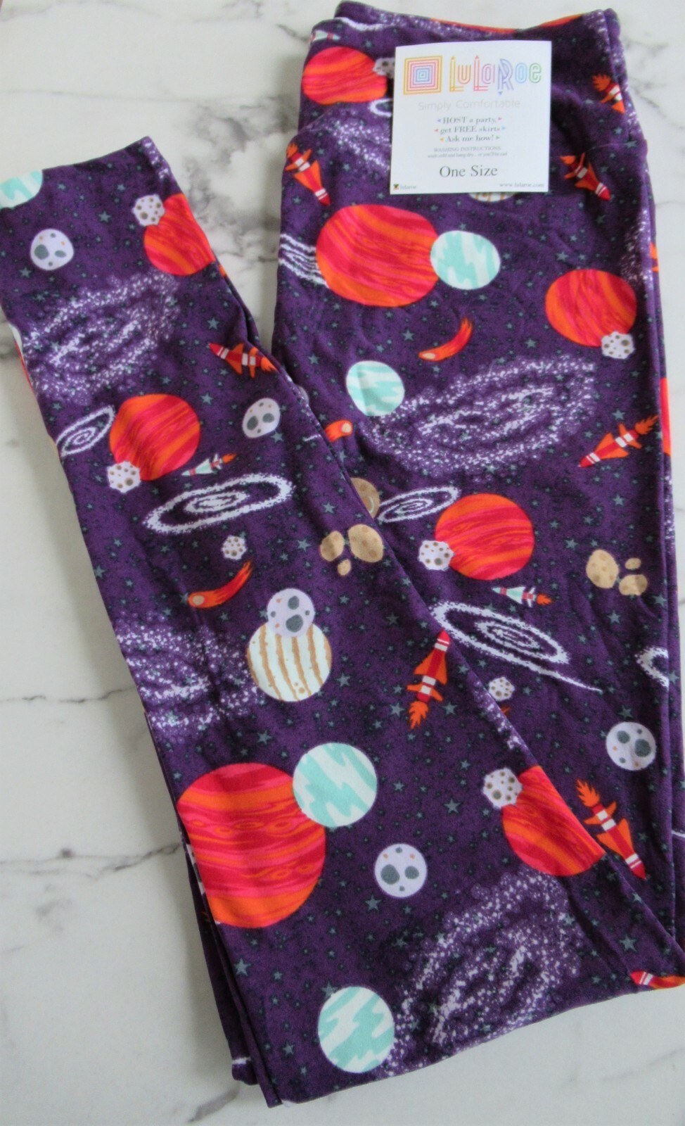 NEW LuLaRoe OS Leggings Planets Space Galaxy Rockets Purple HTF *UNICORN * RARE