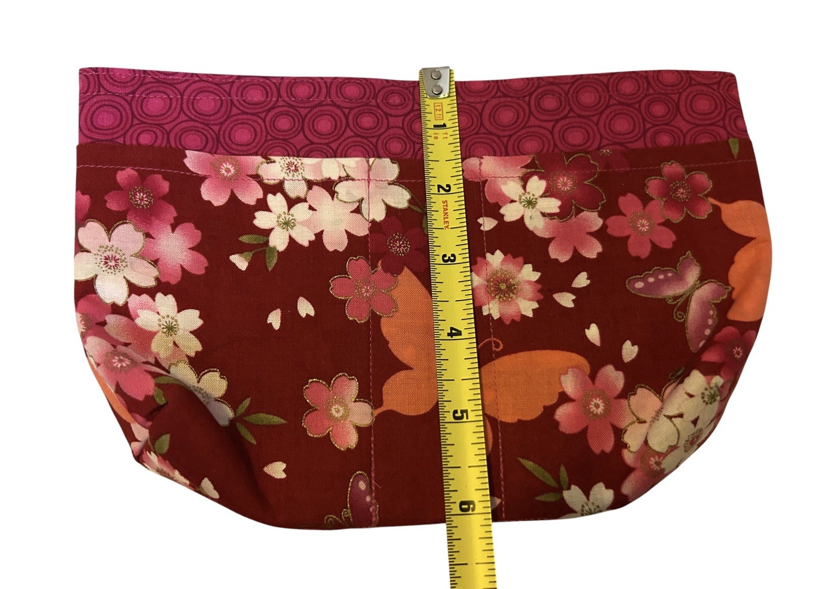 Mailelani’s Black Plum Blossom Tote Bag Zip Closure w/ Red Cherry Blossom Pouch