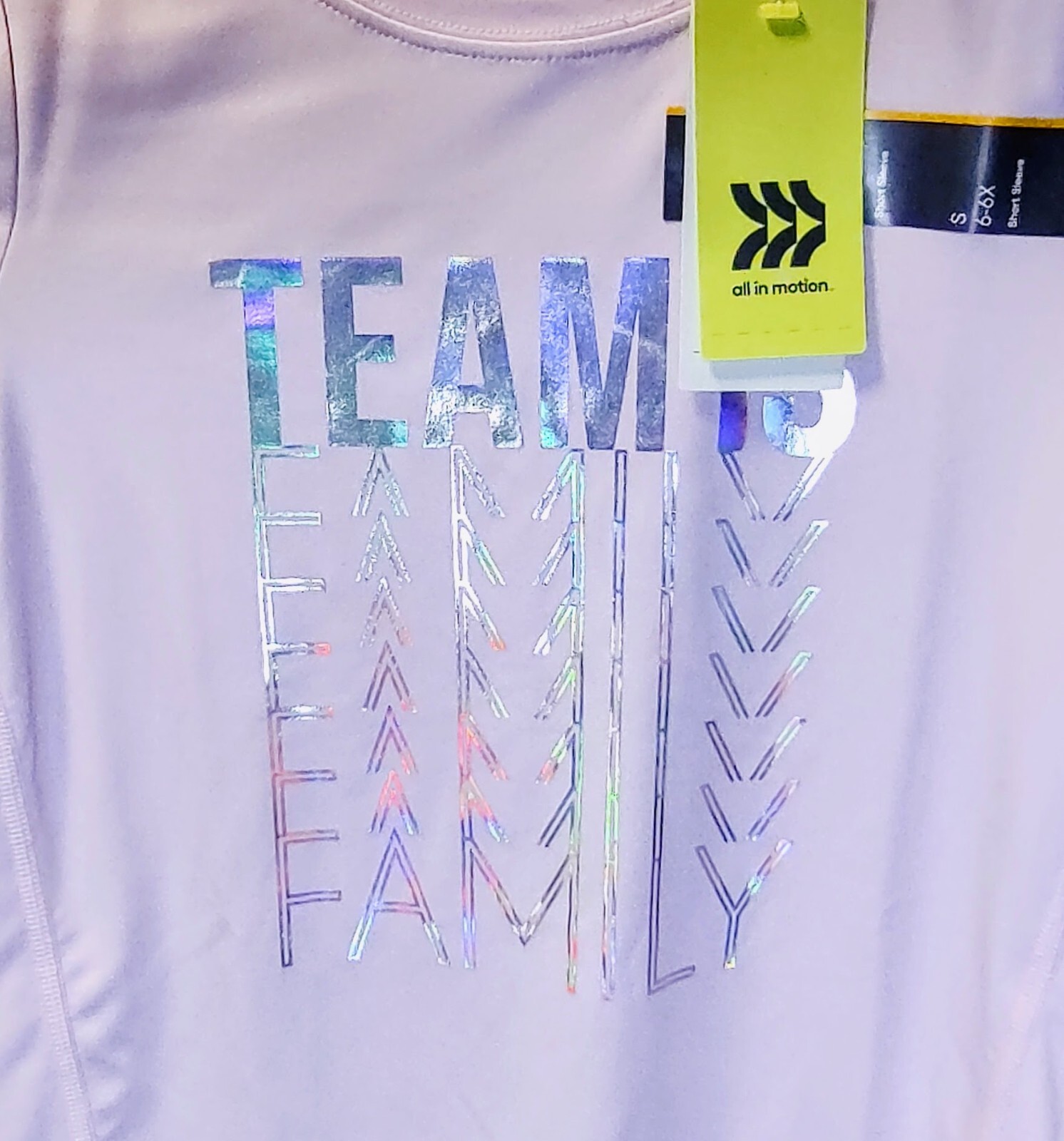 Pink all in motion Team Is Family Shirt S 6/6x