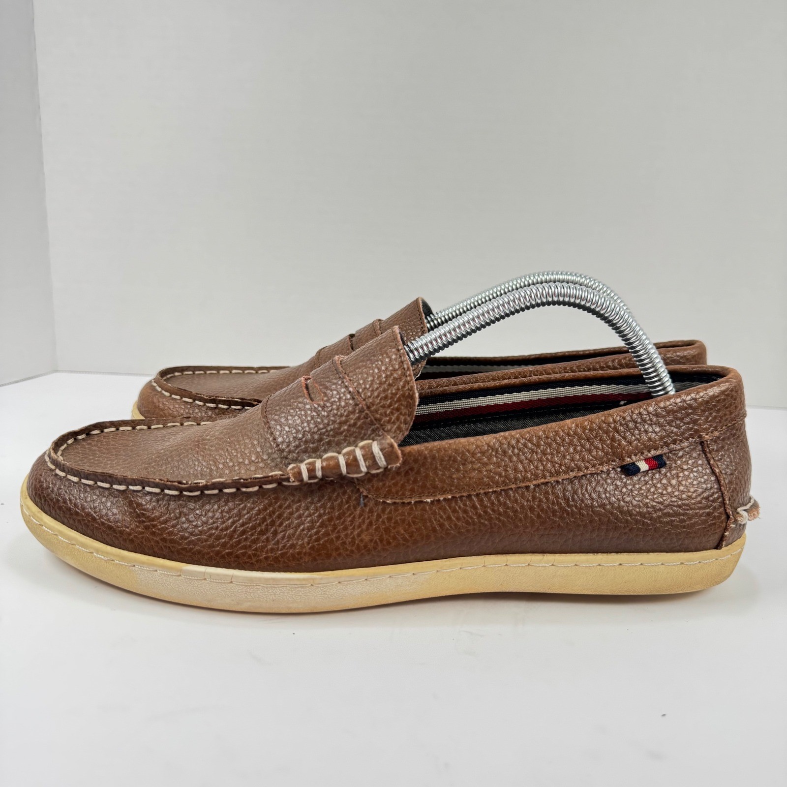IZOD Roswell Mens 10M Brown Leather Penny Loafers Slip On Casual Shoes