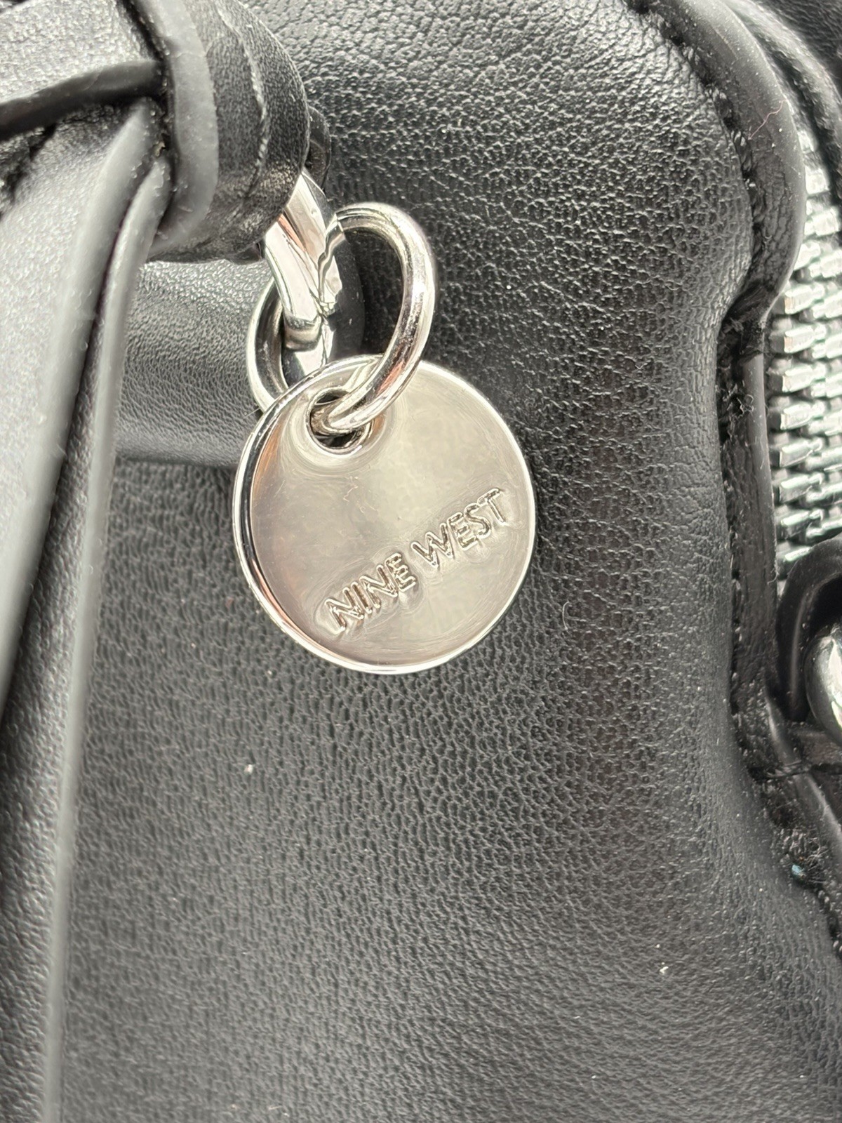 Nine West Black Crossbody Bag Purse Adjustable Strap Tassel Silver Hardware