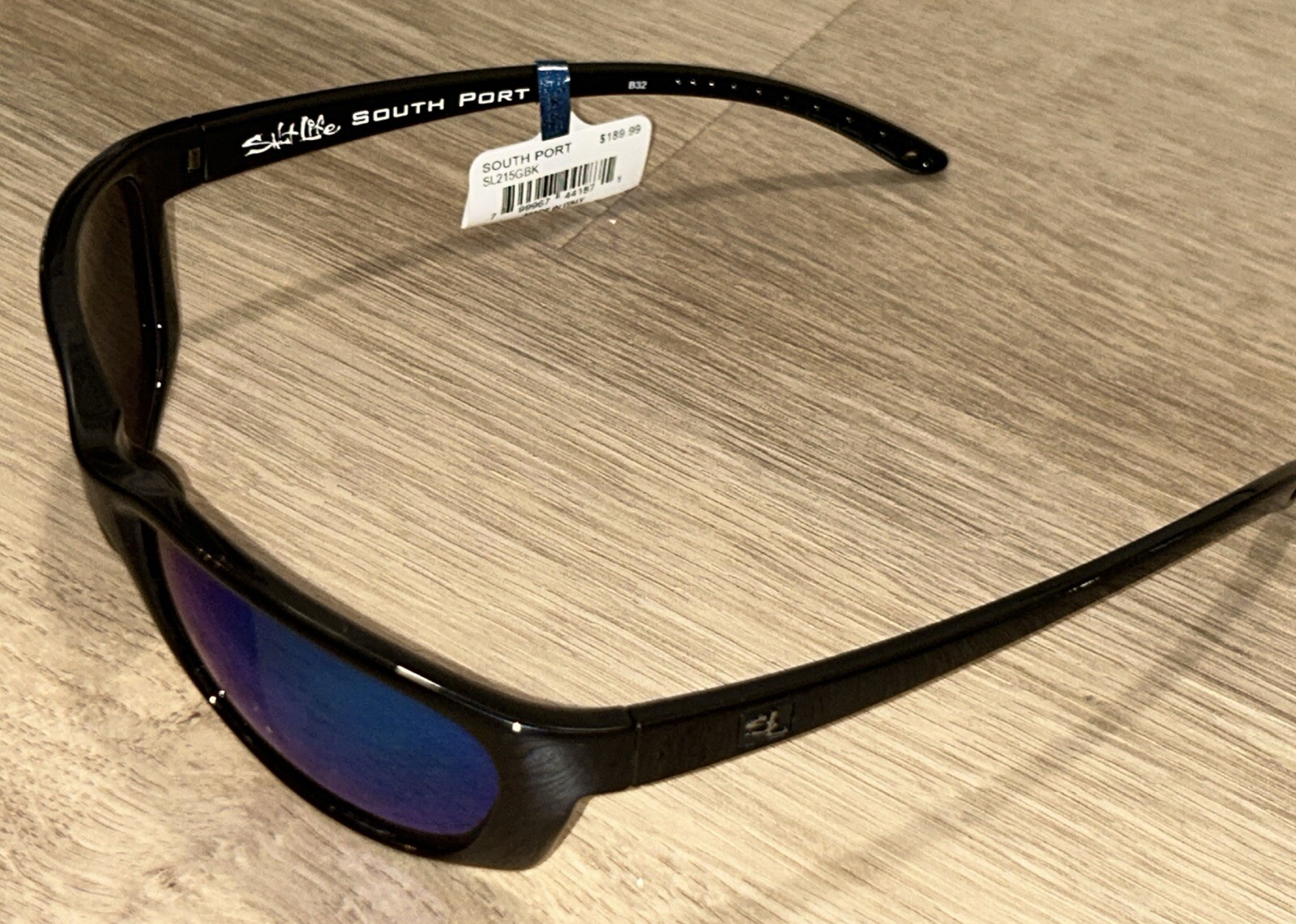 Salt Life South Port Gloss Black Saltlife Smoke Blue Lens Salty $189 New
