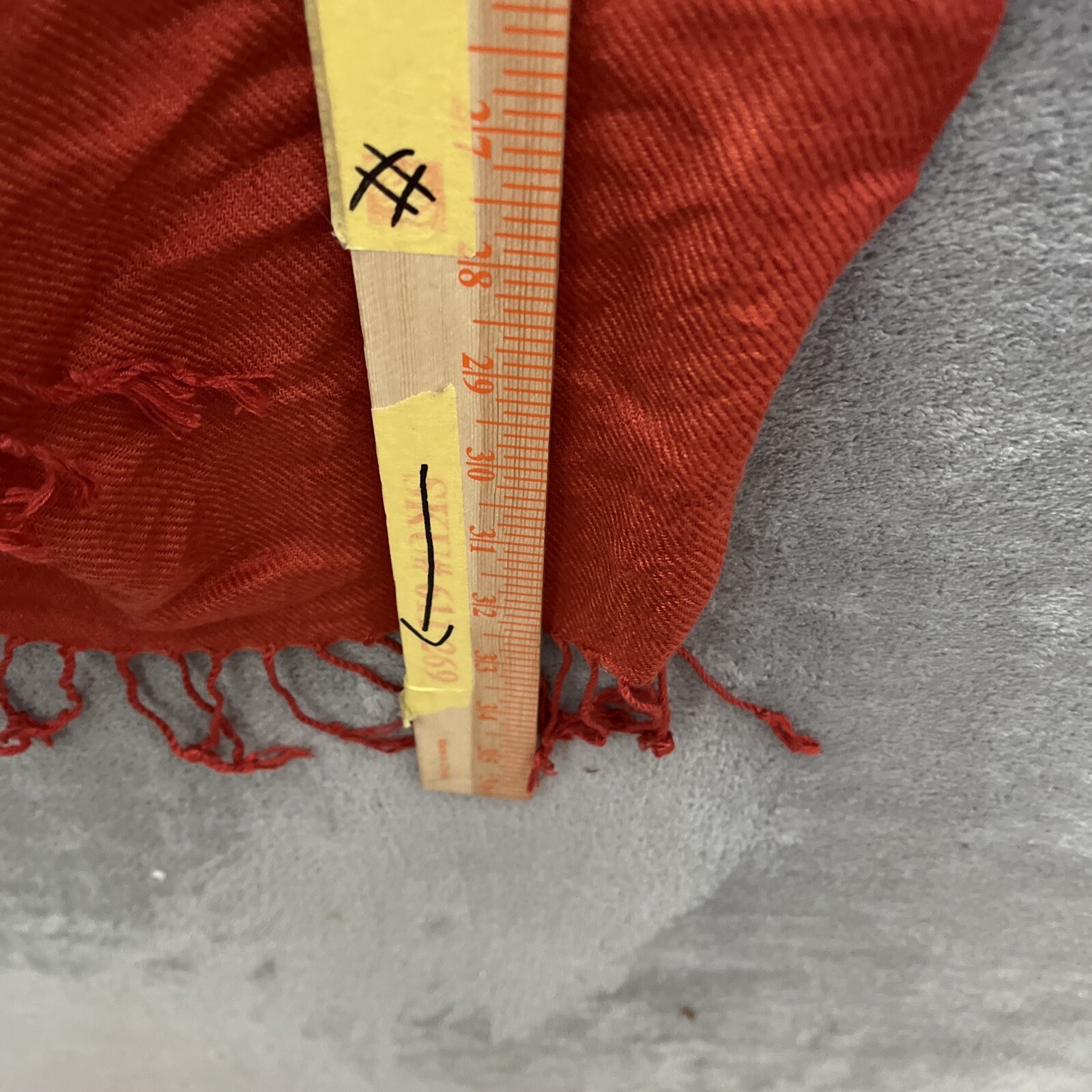 Pashmina Scarf Womans One Size Solid Orange Fringed Long 100% Pashmina