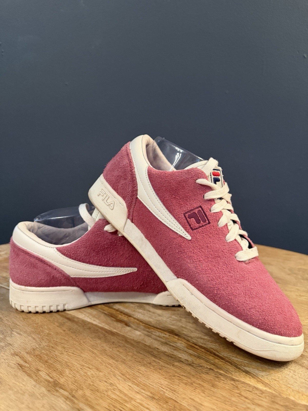 FILA Men’s Low Top Suede Lace Up Athletic Sneakers Pink/White Solid