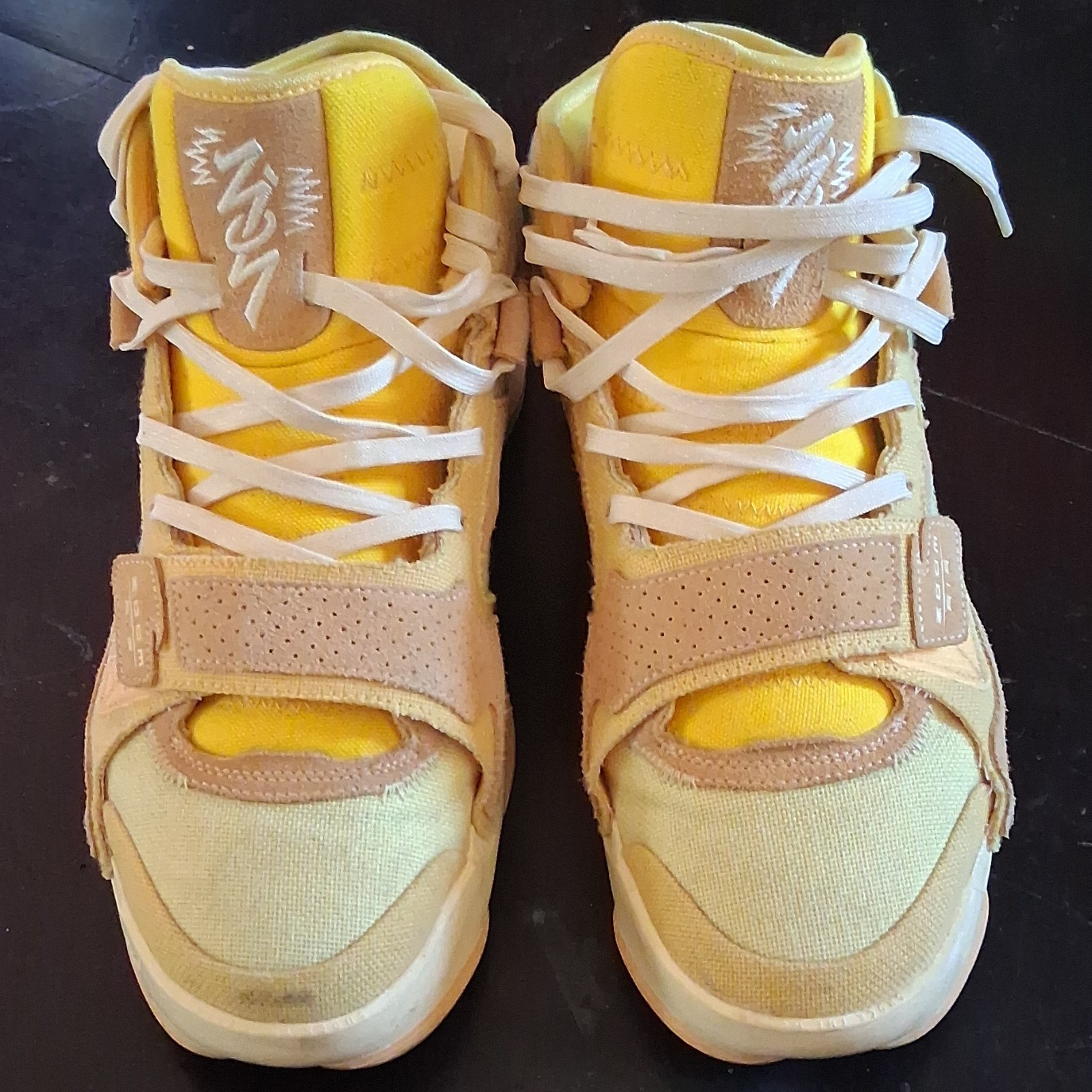 Jordan Zion 2 Let’s Dance Yellow Beige Mid Top Lace Up Hook & Loop Sneakers