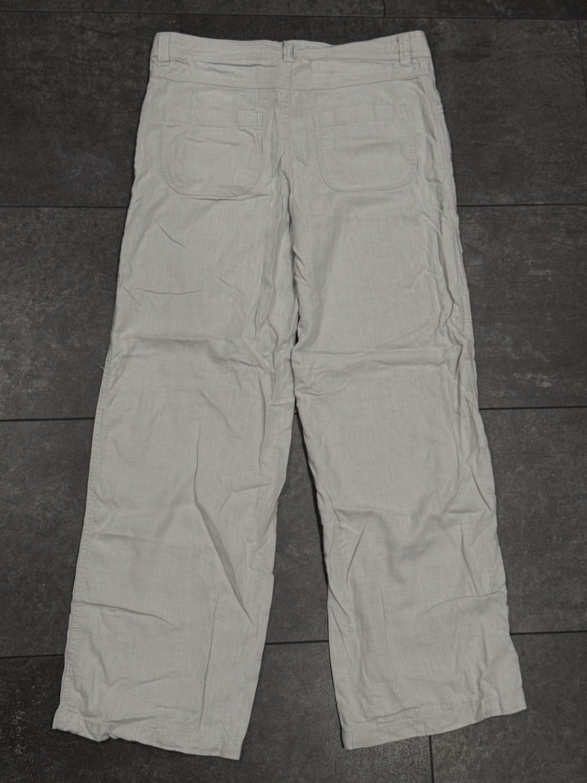 H&M Divided Women’s Linen Blend Pants Gray Button/Drawstring/Zip