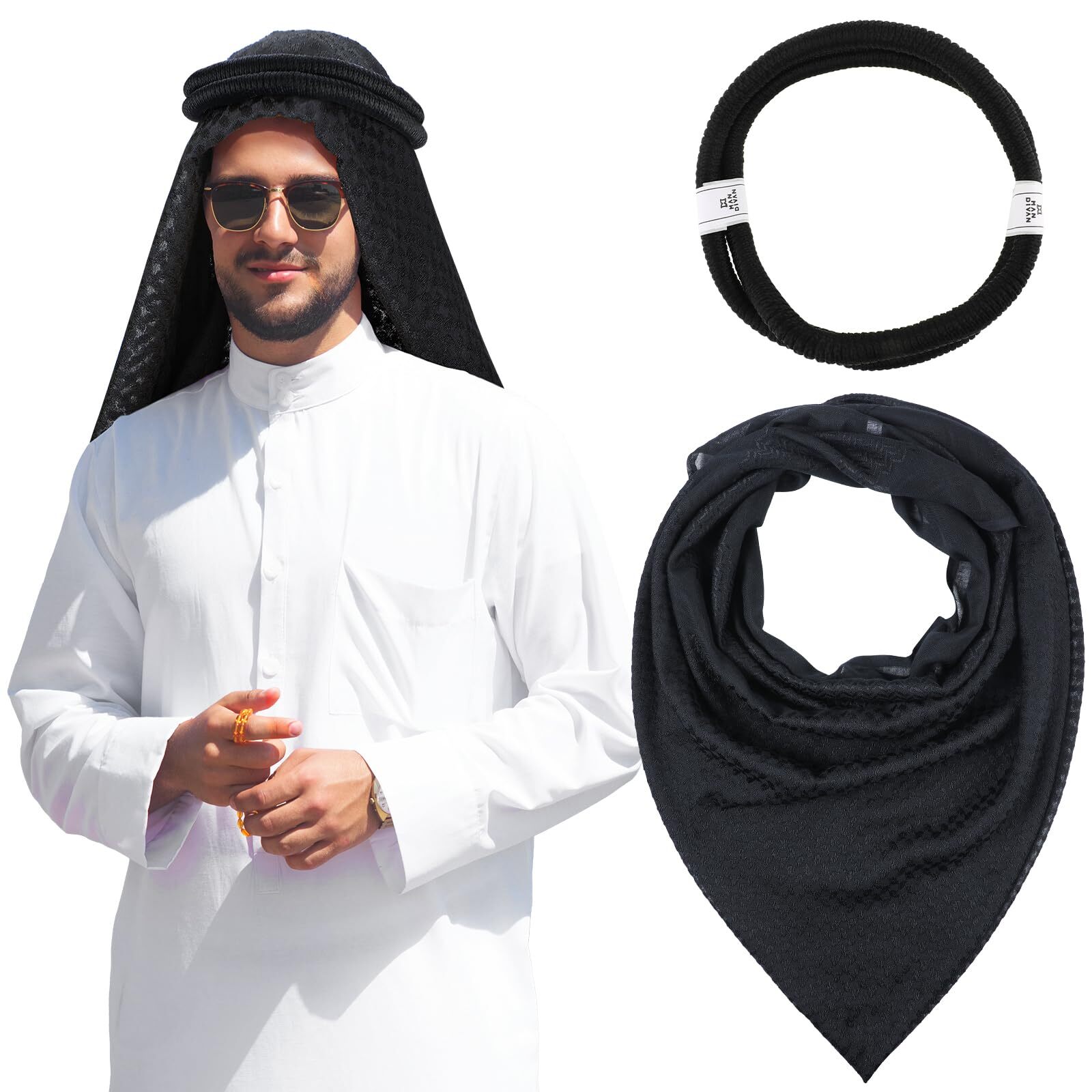 Arab Shemagh Muslim Keffiyeh Head Wrap Scarf Arabic Tactical Desert Headwear Top