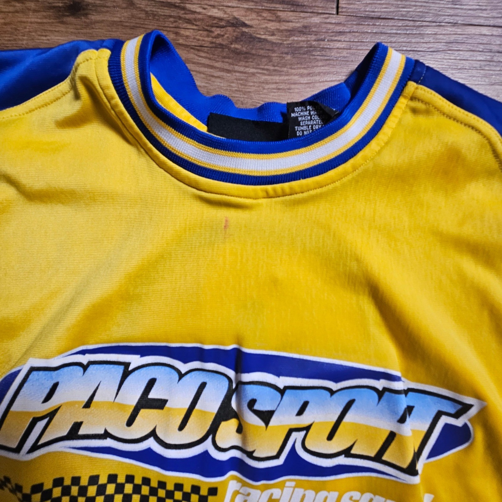 Vintage Paco Sport Racing Squad Jersey Graphic Tee L Retro Biker Grunge Y2K 90s
