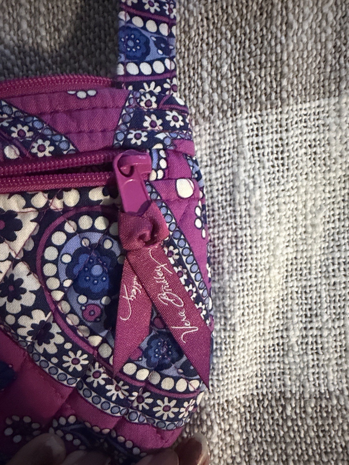 Vera Bradley Small Purple Paisley Crossbody Bag Zip Closure Lined Pockets