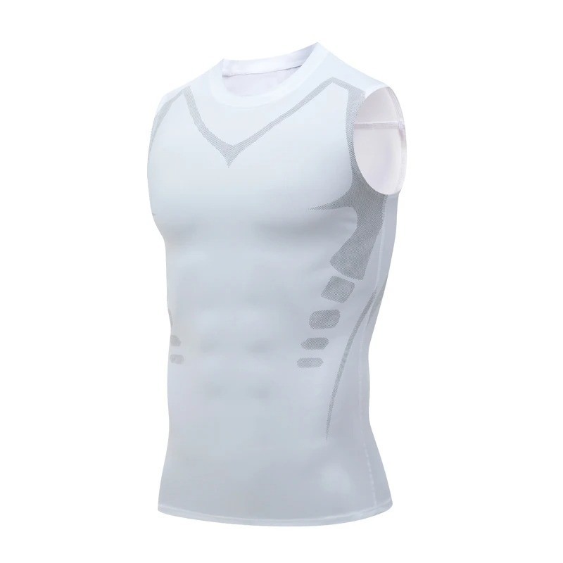 Men Compression Shirt Version Ionic Shaping Sleeveless Vest Sport Tank Top S-2XL