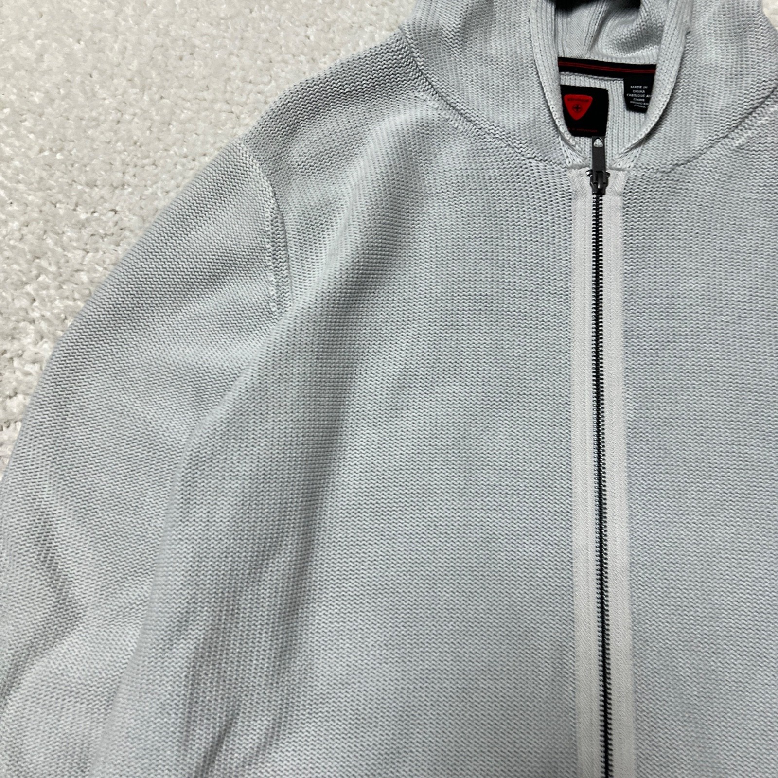 Strellson Jacket Men Extra Large Gray Knit Full Zip Sweater Hoodie Casual