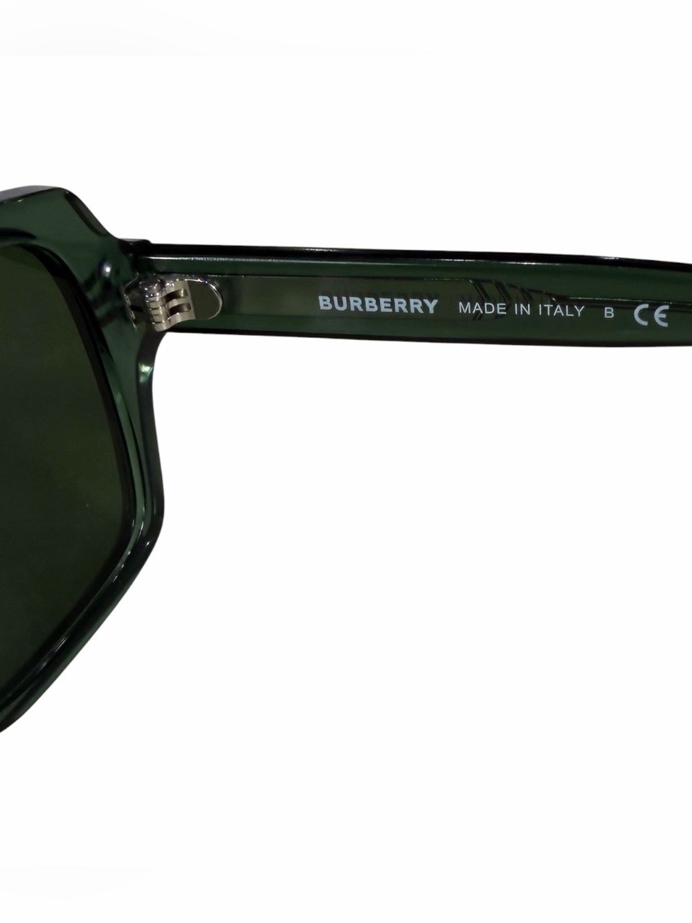 Burberry Dark Green Rectangular Sunglasses With Metal Accents