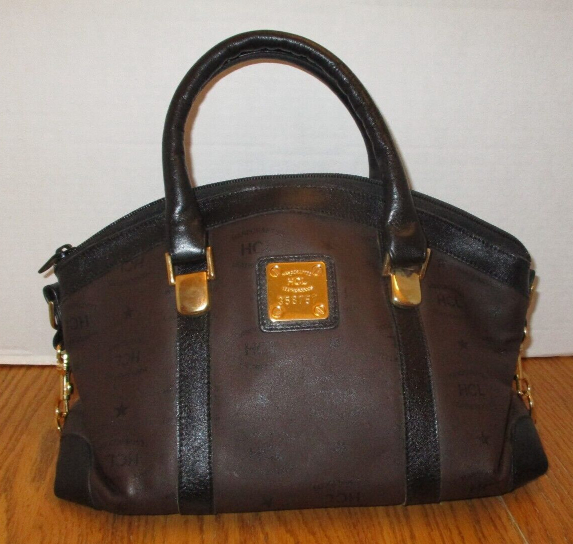 HCL Leather Goods Medium Brown/Black Signature Leather Satchel Bag