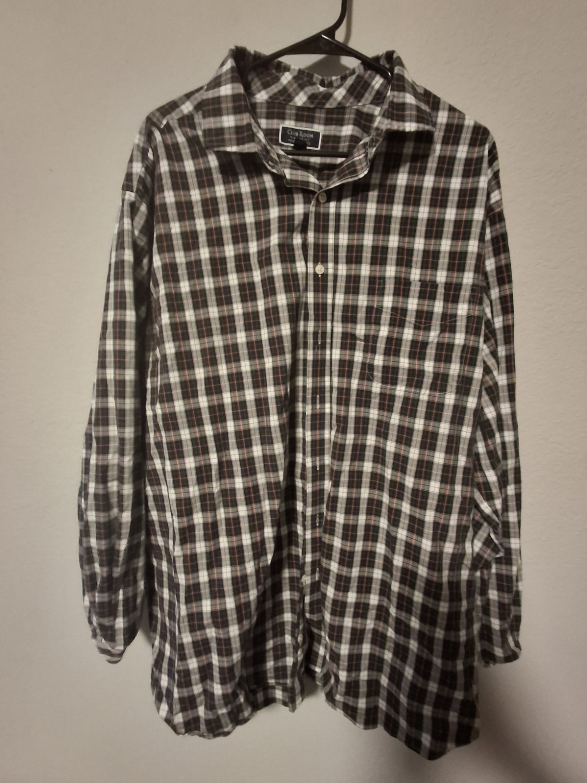 Club Room Men’s Regular Fit Performance 18.5-36/37 Checkered/Striped