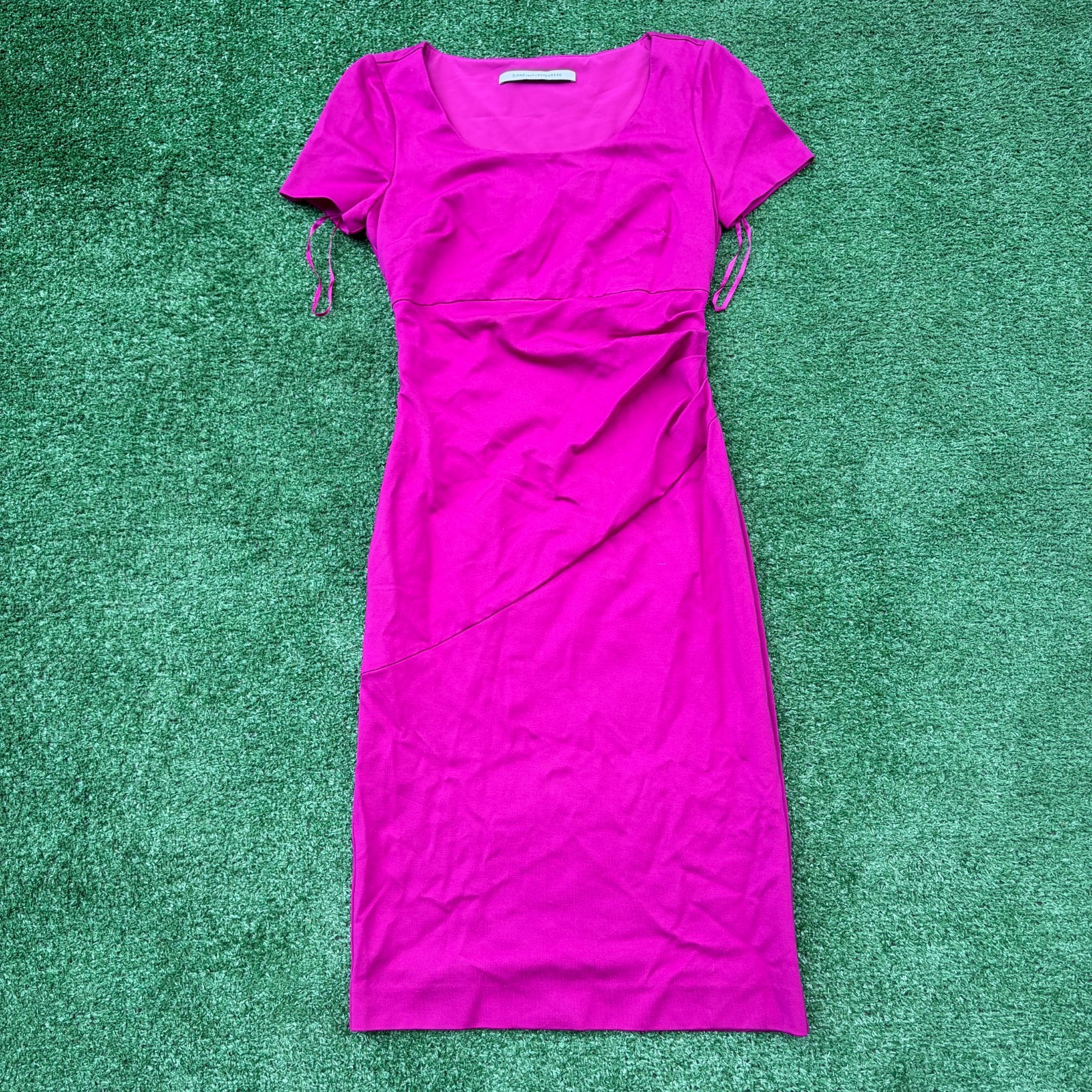 Diane von Furstenberg Bevina Pencil Dress Ruched Size Petite P/S Pink