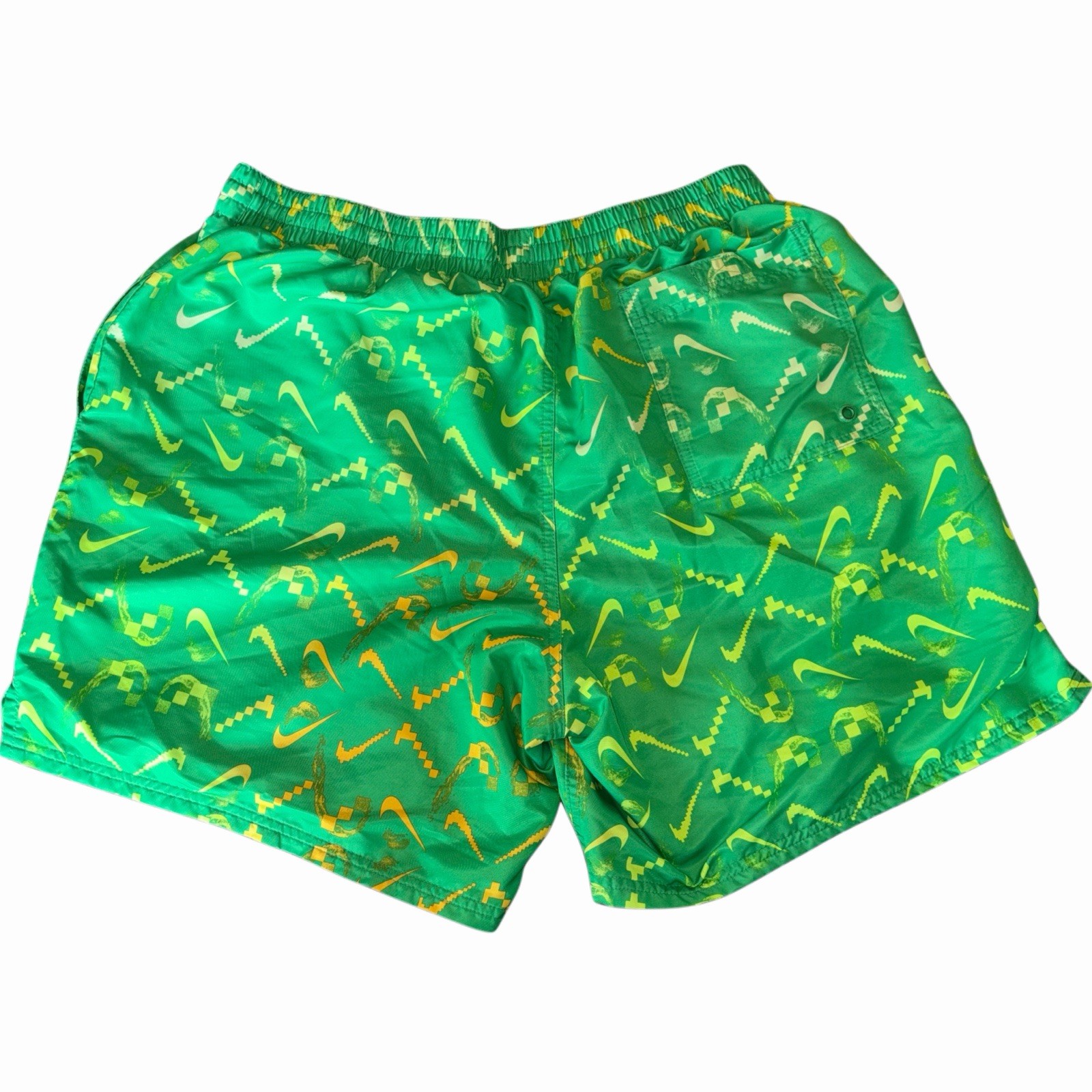Nike Mens XL Swim Trunks Green Electric Yellow Digi Swoosh Ombre 6” Lined