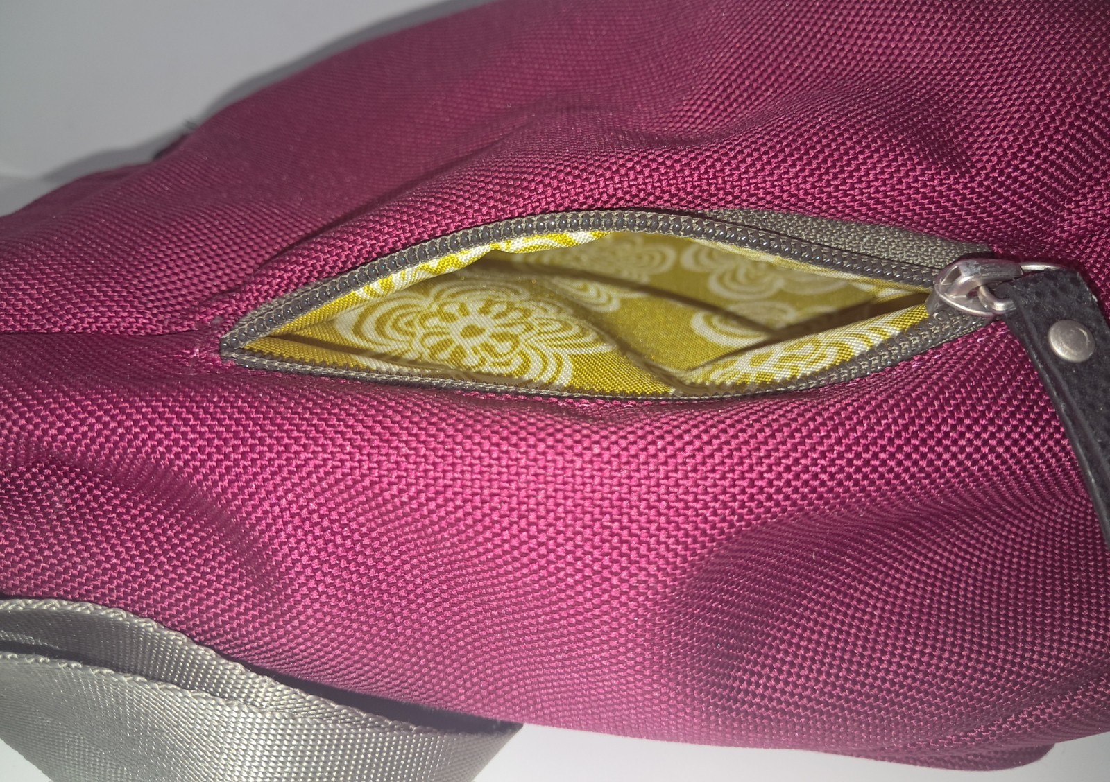 Haiku Jaunt Crossbody Bag Fuchsia Canvas Embroidered Floral Adjustable Straps
