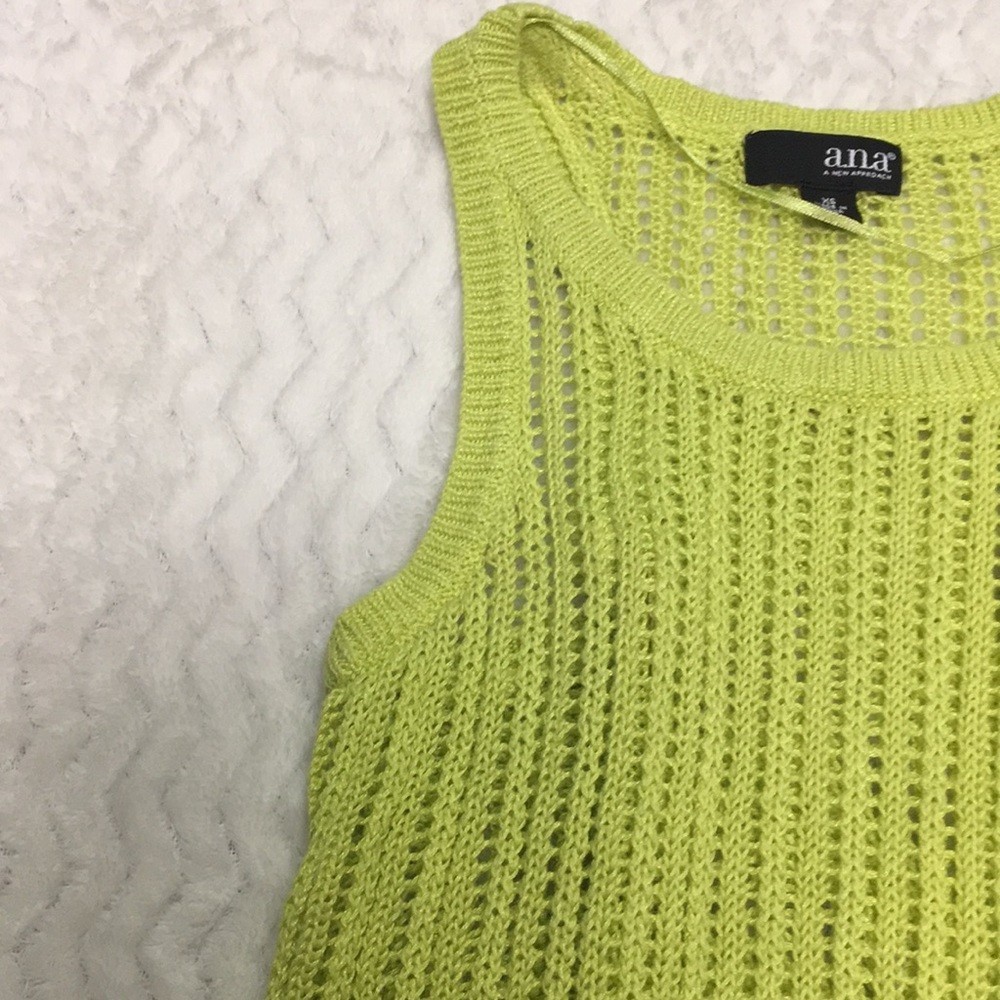 a.n.a Crochet Knit Tank Top – size XSmall Green Women’s Beach Bohemian Casual