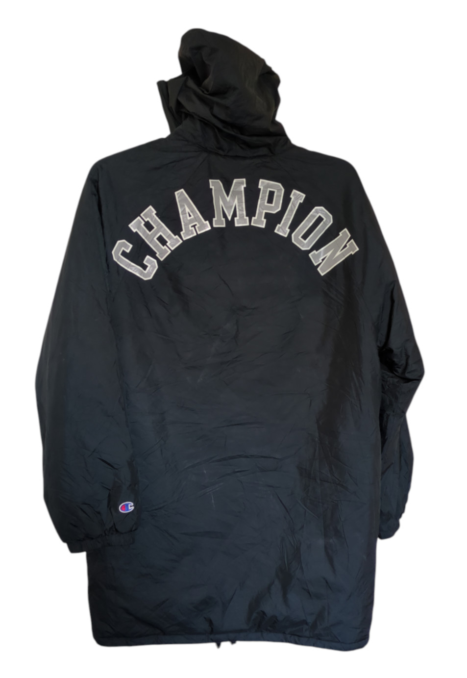 Champion Life Men’s Sideline Jacket Black Stadium Parka Hooded Coat Size Medium