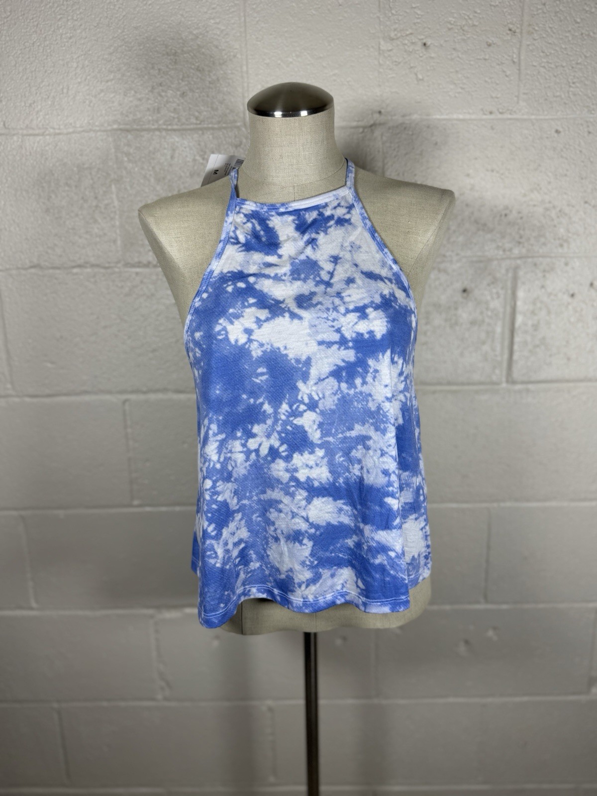 NWT Forever 21 Blue & White Tie Dye Split Back Tank Medium