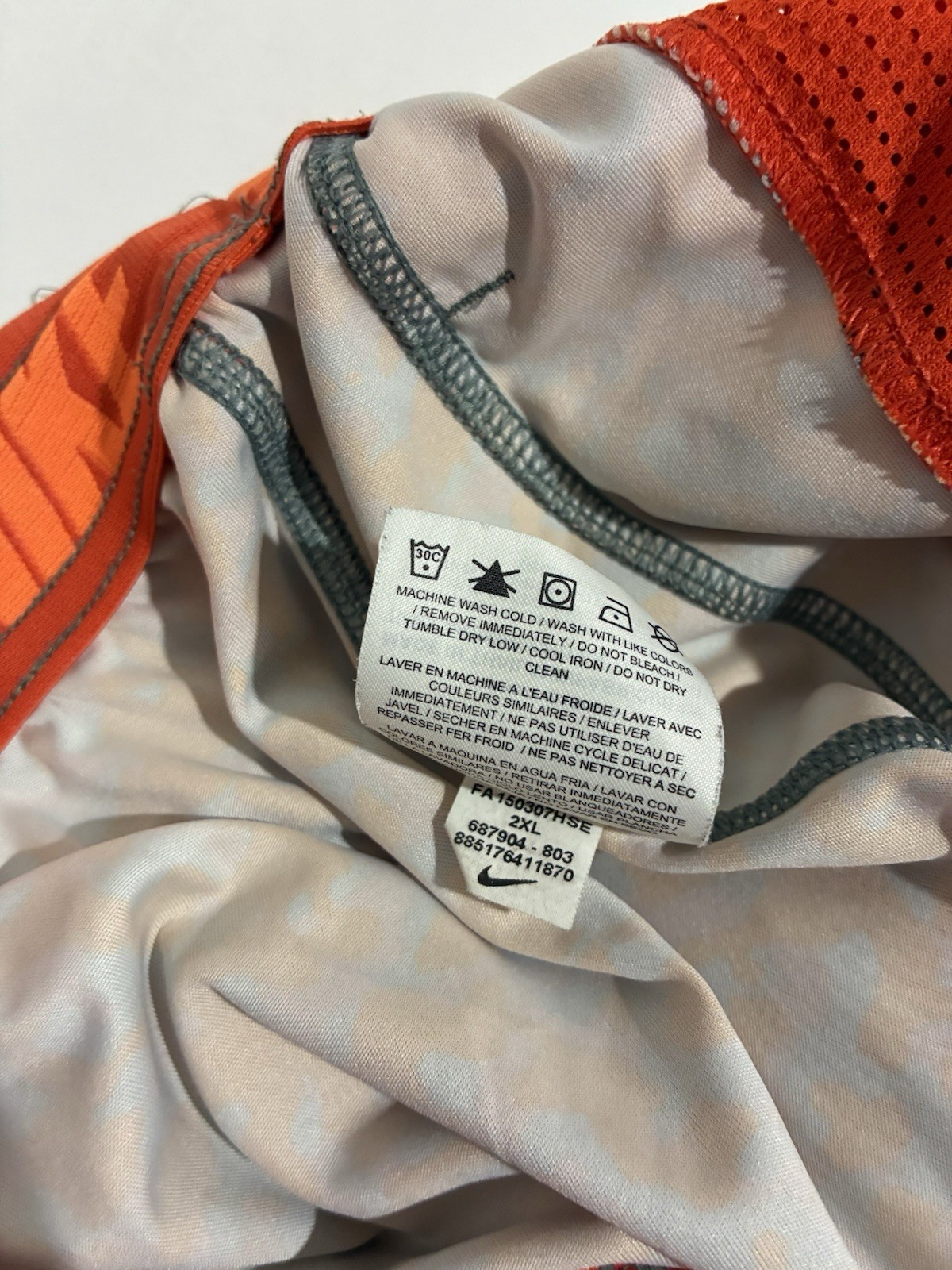 Nike Shorts 2XL Orange Camo 10″ Inseam Running Club Training Sports Retro Hoops