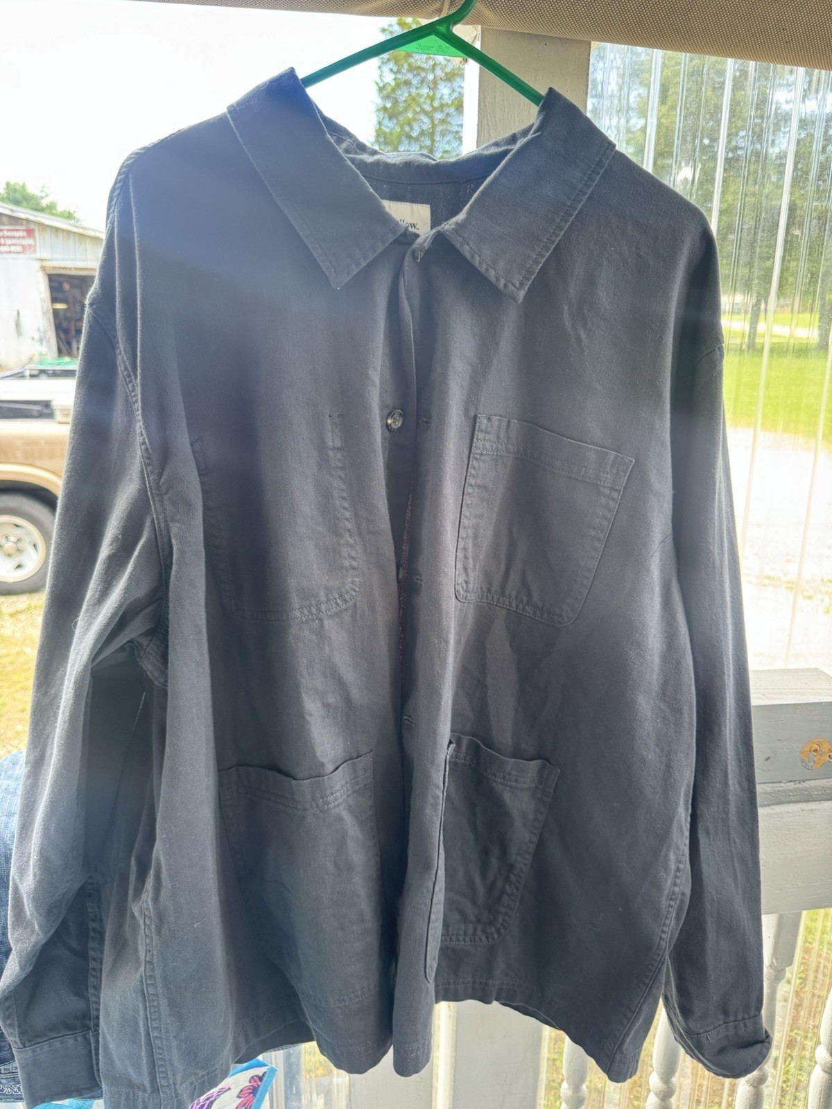 Goodfellow & Co Men’s Solid Blue Long Sleeve Button-Up Shirt Pockets 2XL