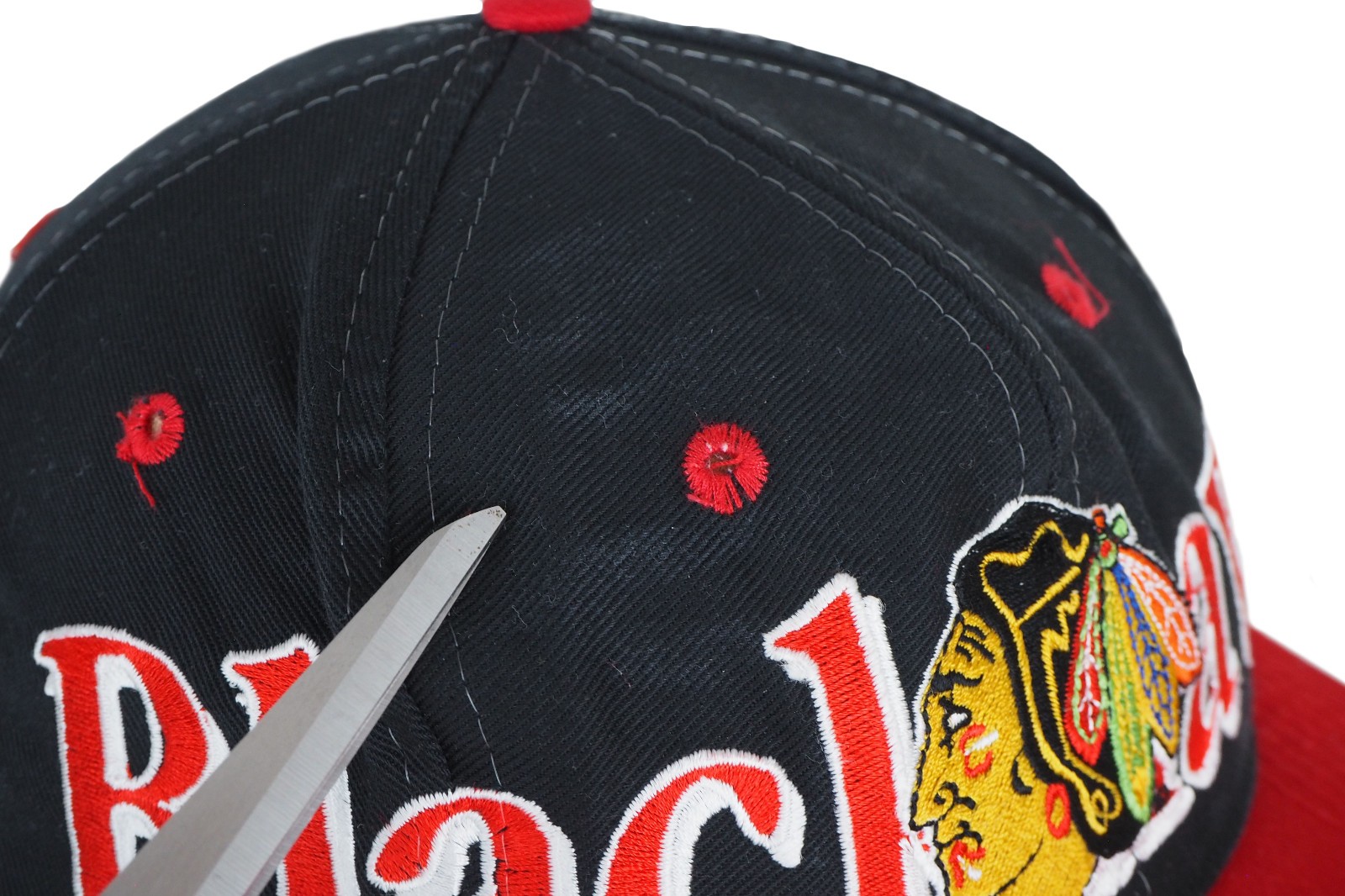 Vintage Chicago Blackhawks 7 Logo Cap NHL USA hat black hockey big logo 90s