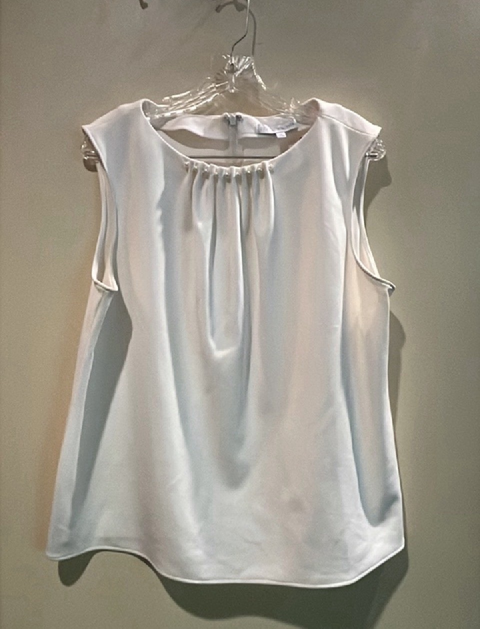 Preston & York Womens Crepe Cream Pearl Detail Sleeveless Blouse XL