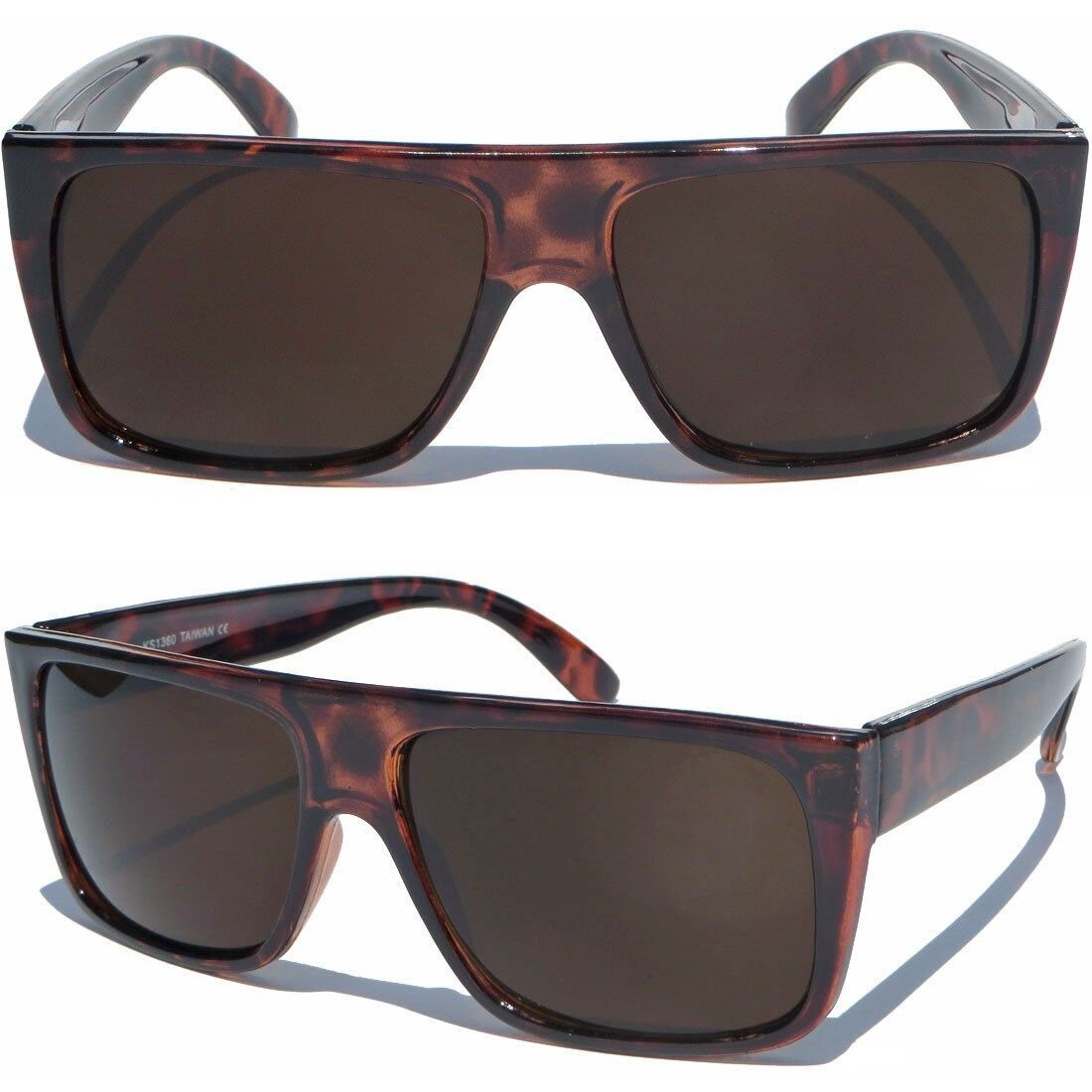 FLAT TOP DARK LENS SUNGLASSES Tortoise Shell Design Classic Sunnies Retro