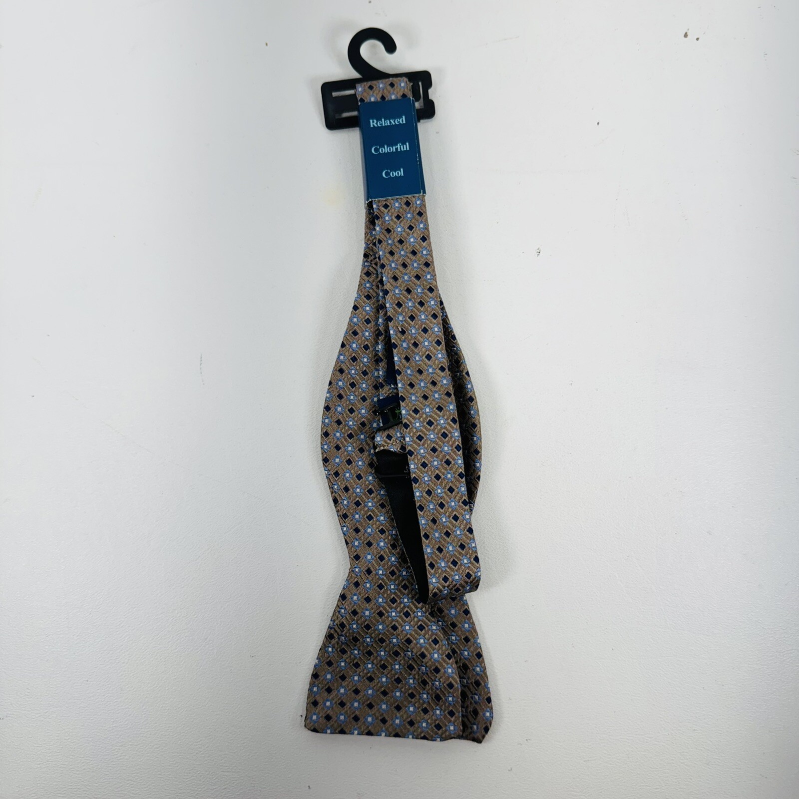 Haspel Blue & Brown Geometric Pattern Bow Tie Adjustable One Size New