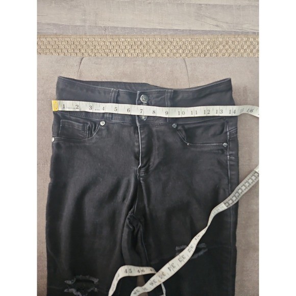 Blue Savvy High Waist Black Skinny Jeans 7/28 Distressed Butt Lift Seams