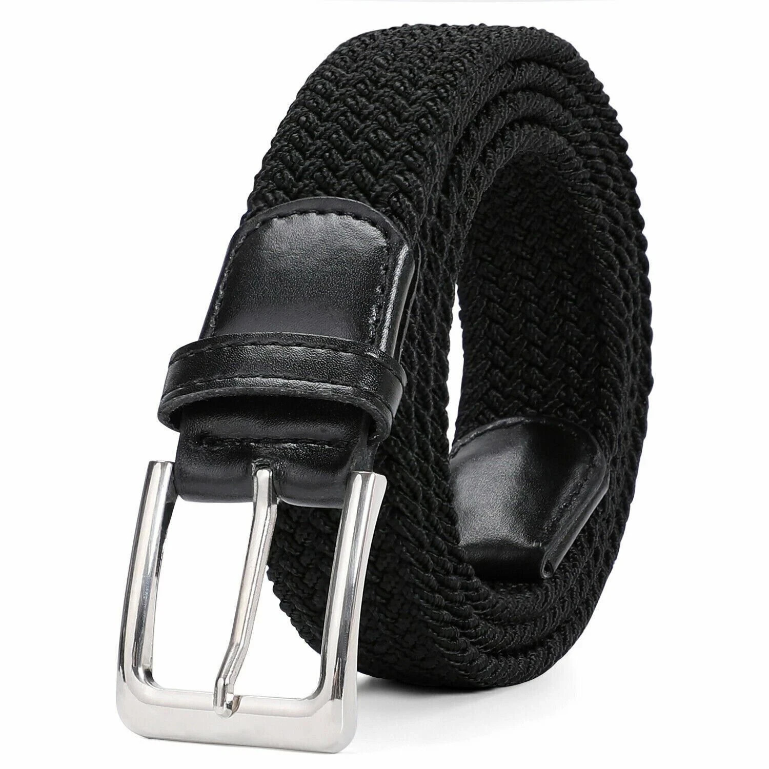 Elastic Braided Belt Stretch Woven Fabric Canvas Belts for Men Women Unisex Kids