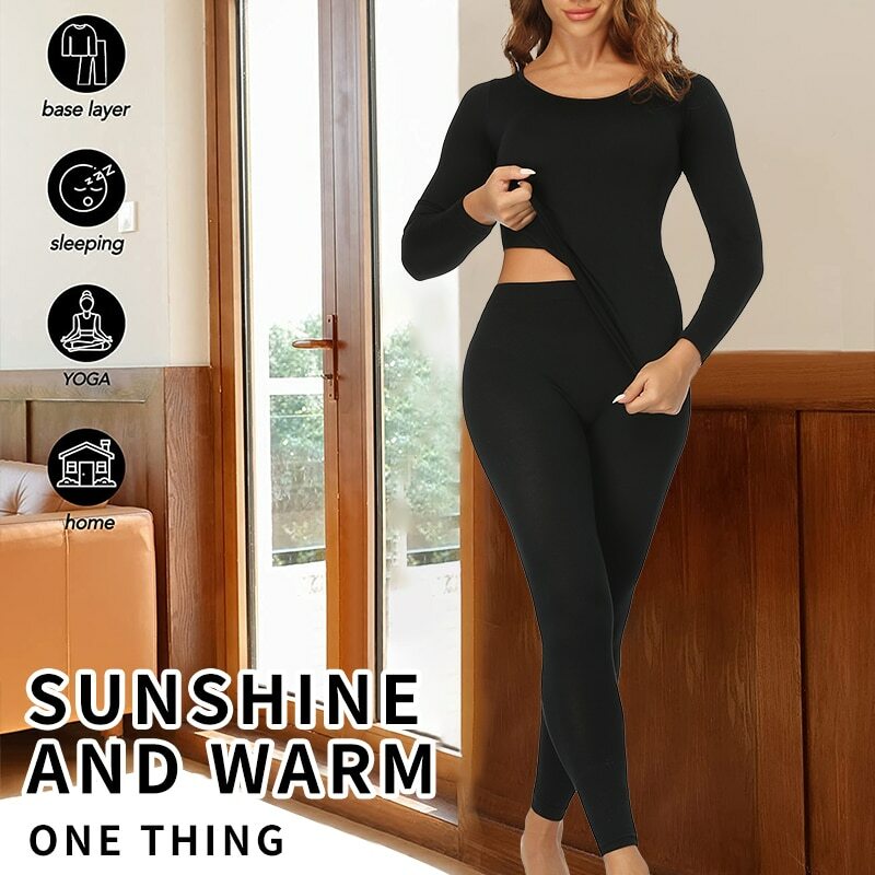 Women Ultra Soft Long Johns Set Thermal Base Layer Top + Bottom Underwear Set