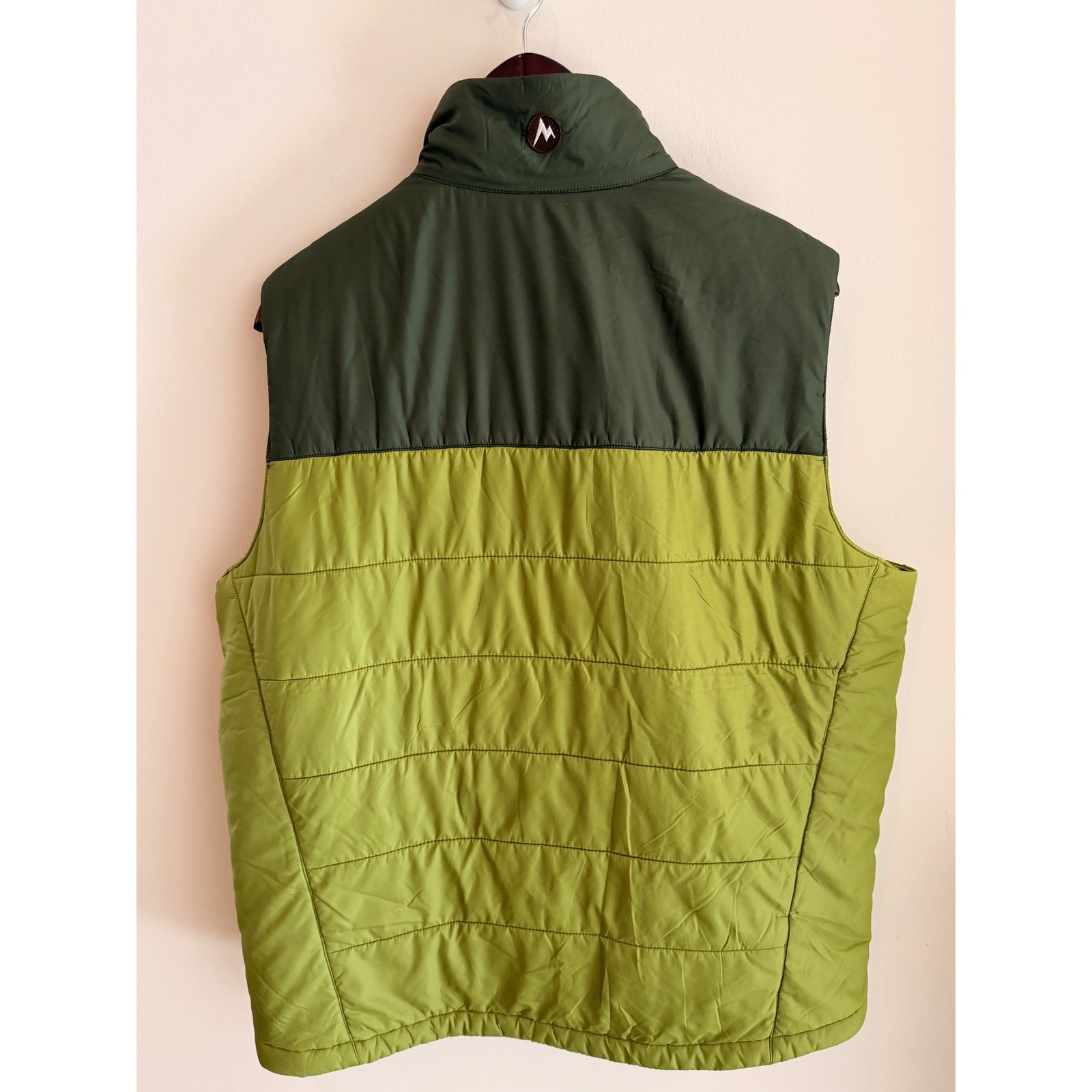 Men’s Green Puffer Vest Lightweight Zip Outdoor Hiking Insulated XL
