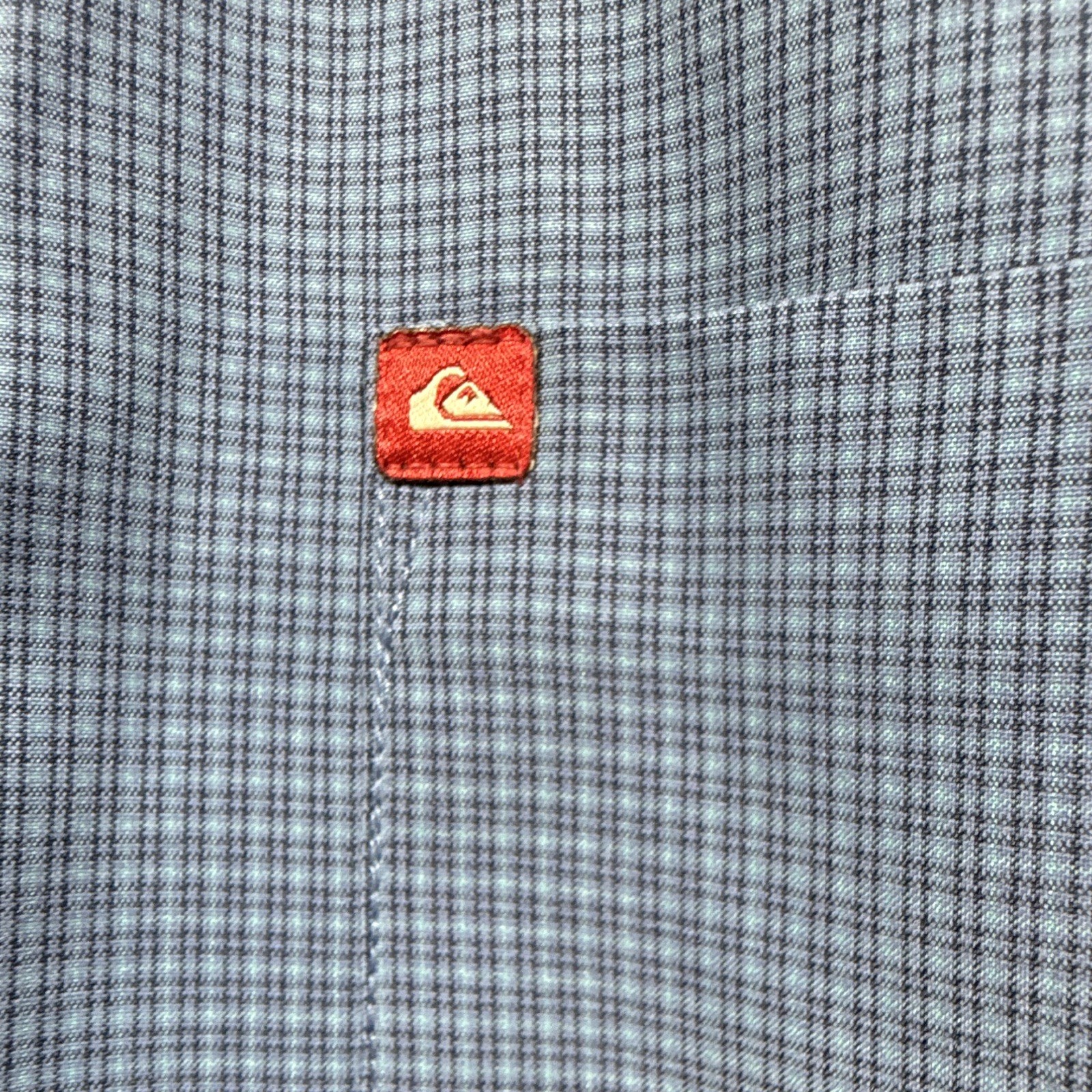 Quiksilver Waterman Men’s 2XL Blue Check Woven Button-Up Shirt SS Pockets