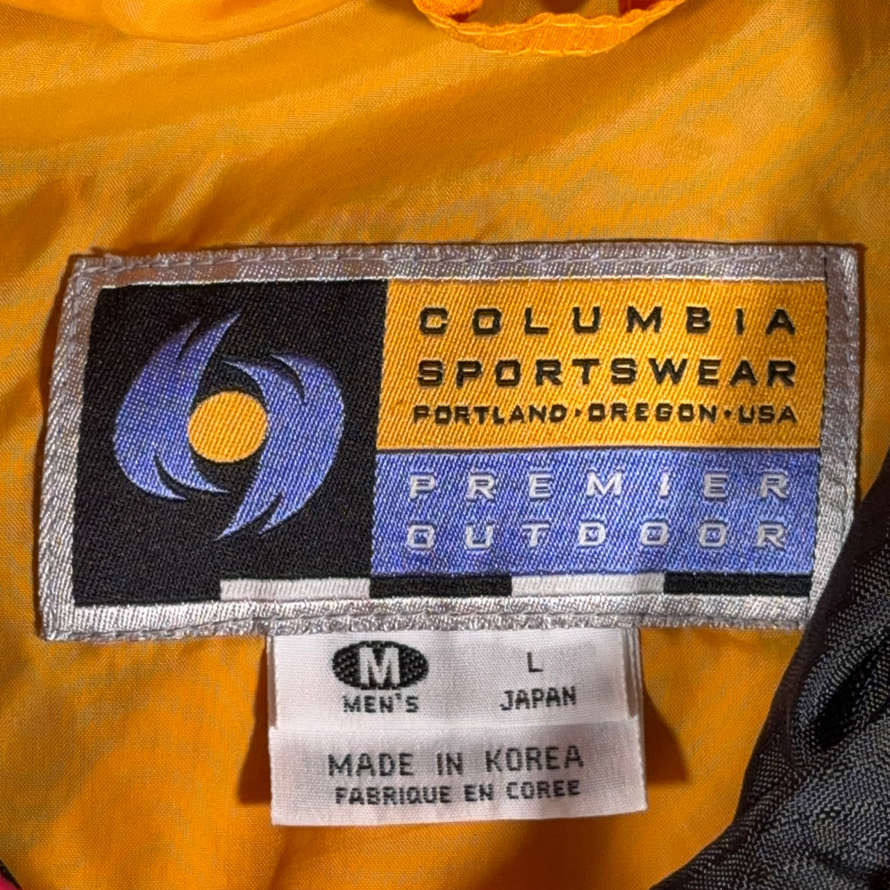 Columbia Jacket Adult LARGE Yellow Black Premier Series Parka Hooded Outdoor 90s