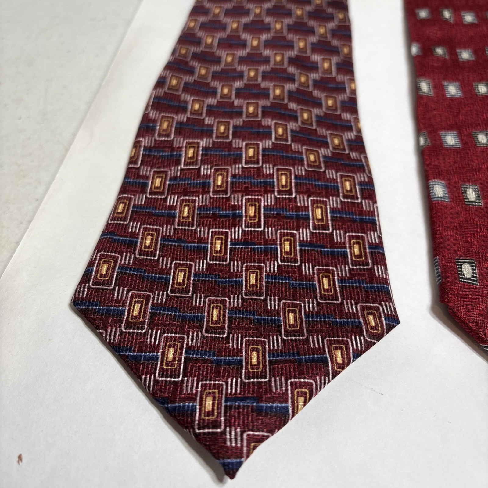 3 Joseph A Banks Ties 57- 60 Inch Classic 100% Silk Prominent Color Red