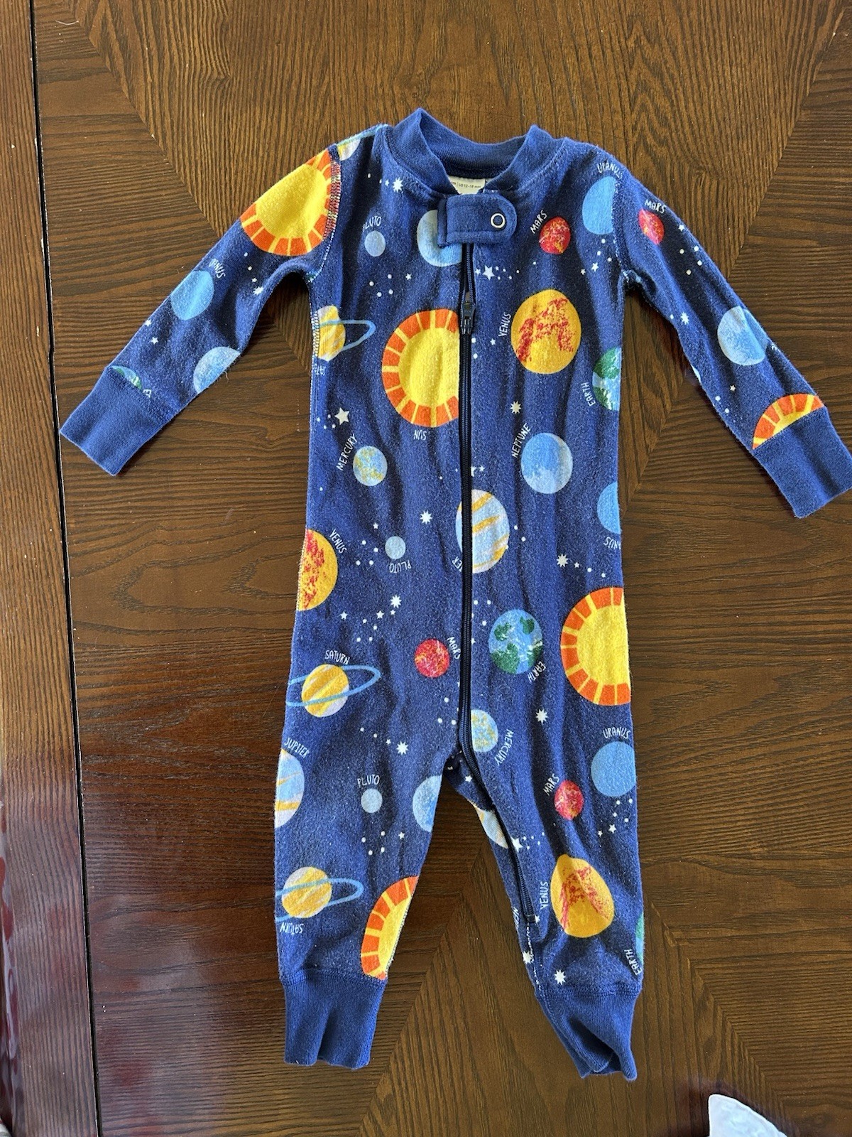 Hanna Andersson Outer Space Solar Planets Long Sleeve Pajamas Zip 75cm 12/18 Mo