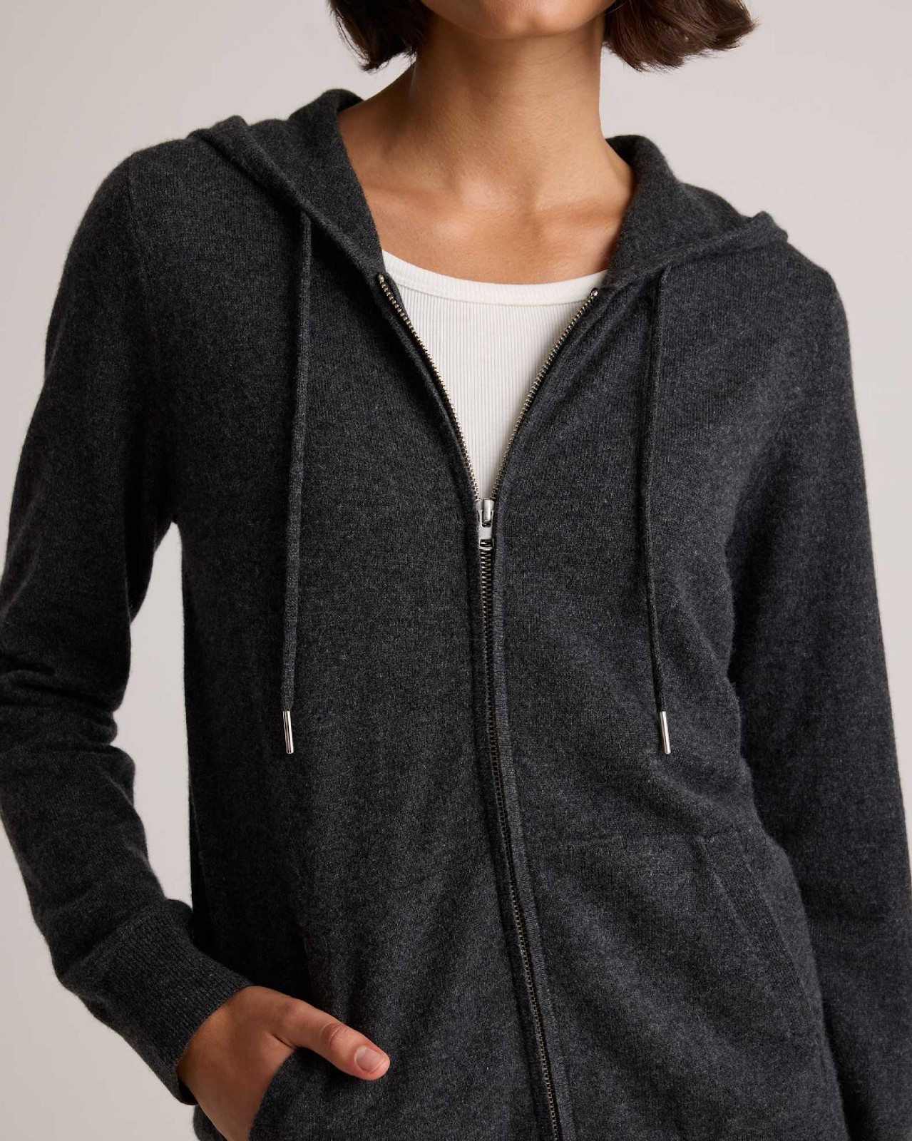 NWT Quince Mongolian Cashmere Full-Zip Hoodie Sweater