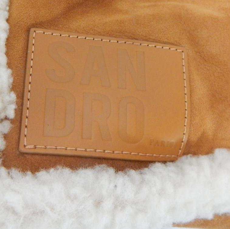 Sandro Kasbah Tote Bag Large Purse Camel Brown Suede Leather Shearling Soft