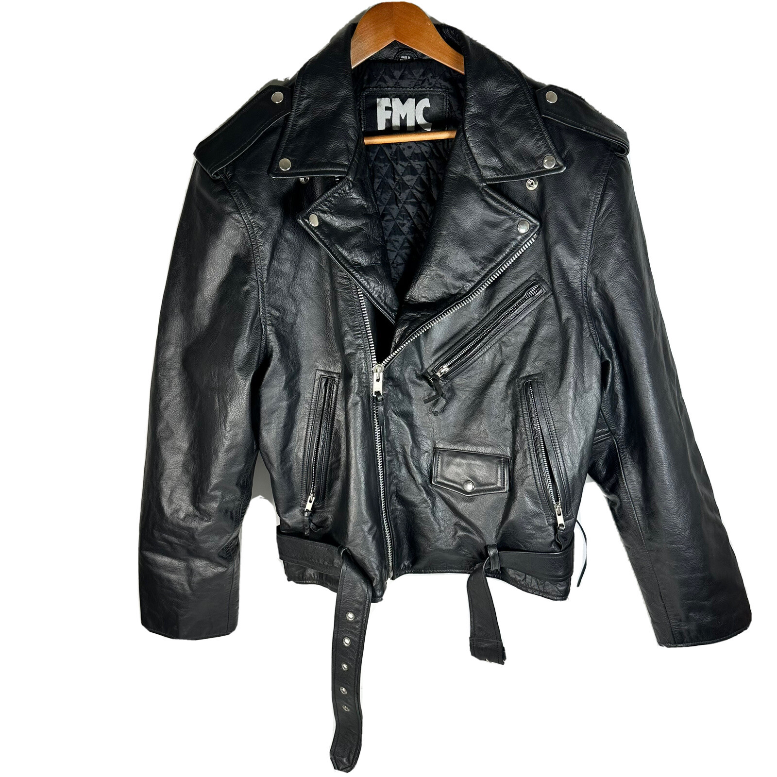 SZ 50 FMC Punk Black Leather Motorcycle Biker Jacket Punx Goth Street