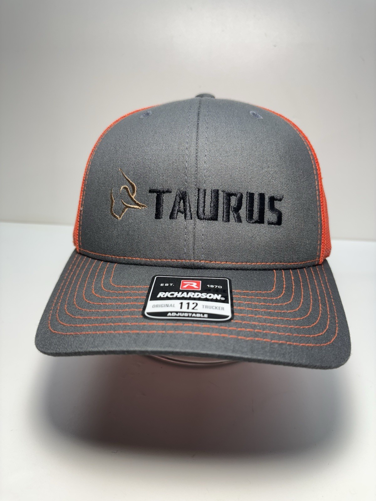 🔥 Taurus Firearms Logo Men’s Hat Gray/orange Richardson 112 SnapBack