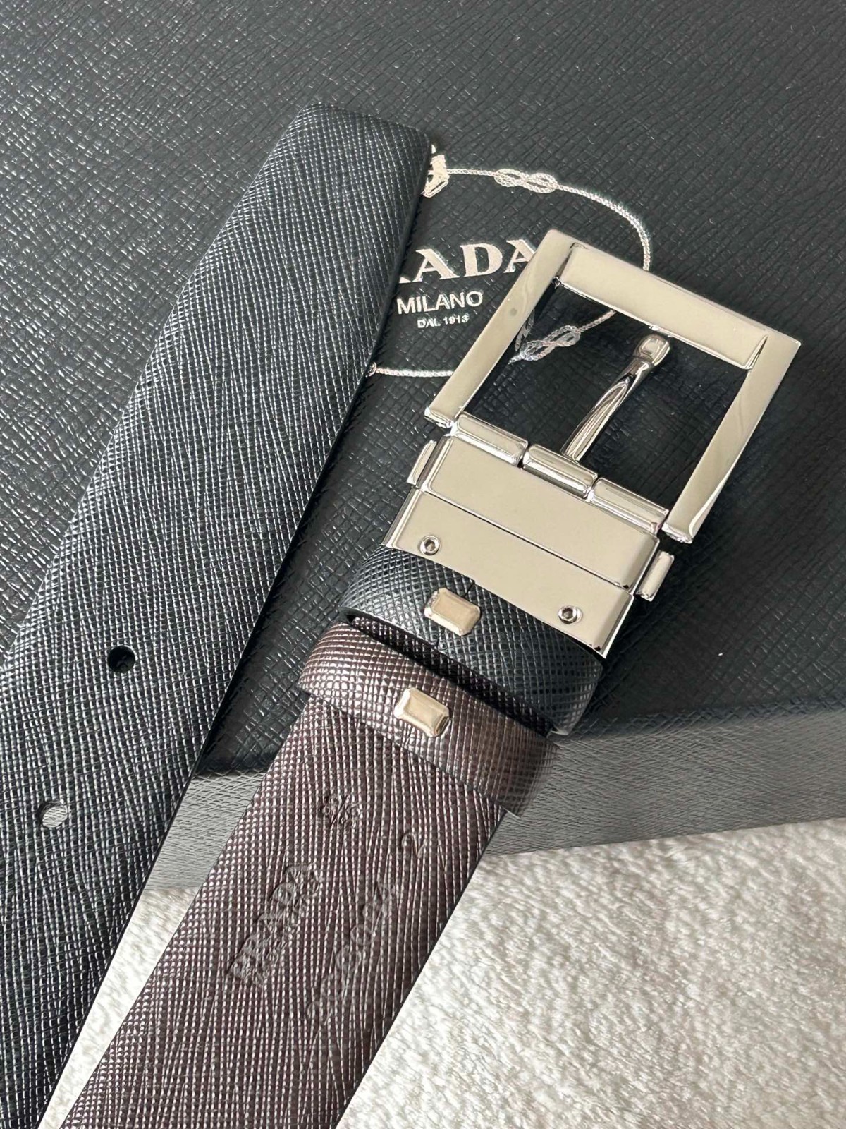 Prada men’s Black/Brown double-sided wearing belt